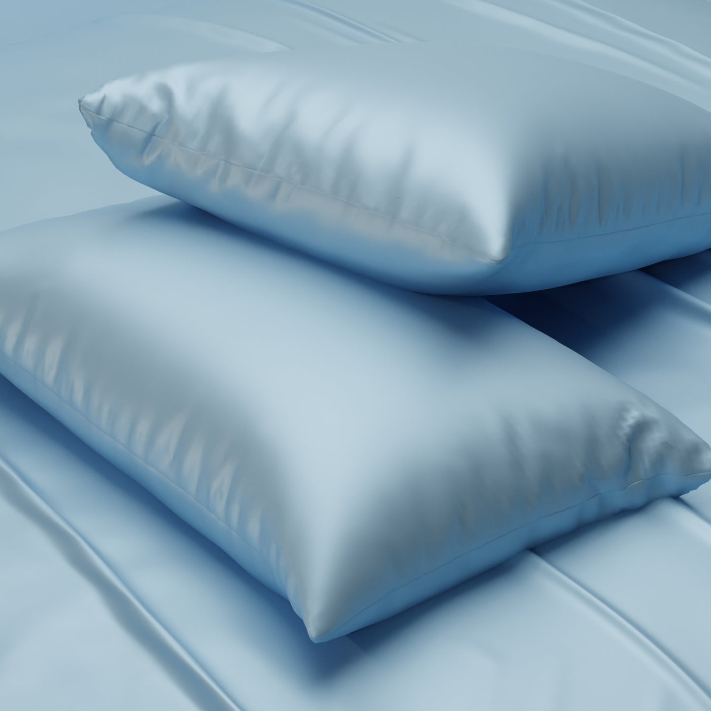 Silk-Like Dreamy Blue Pillow Covers - Set of 2