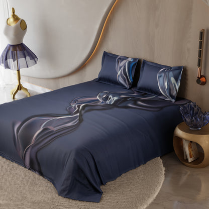 Midnight Cascade 100% Cotton Bedsheet Set