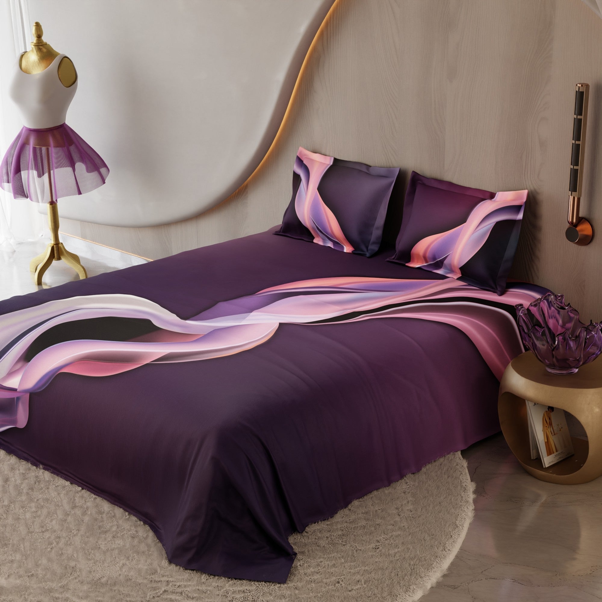 Plum Pirouette 100% Cotton Bedsheet Set