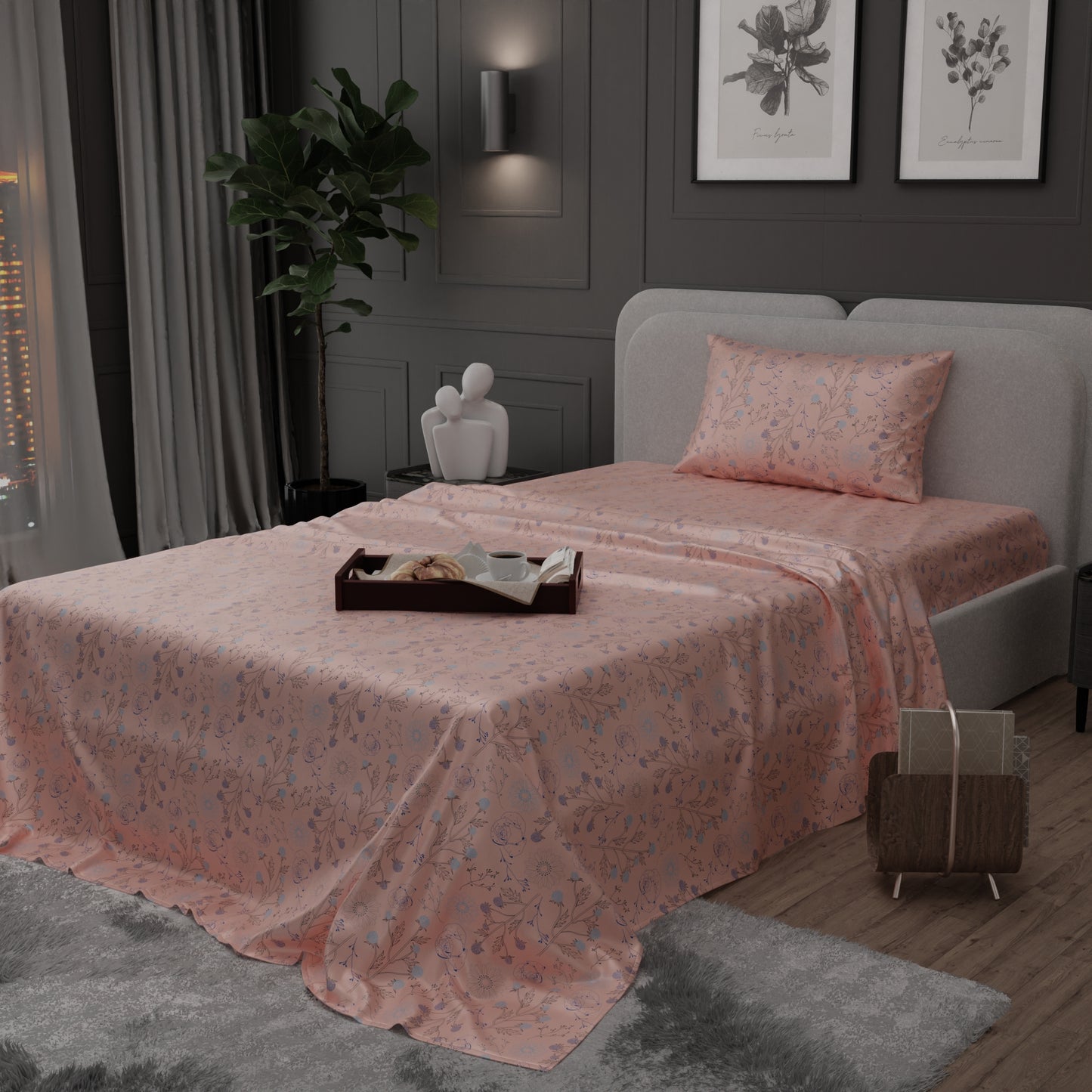 Paris Peach Fuzz Bedsheet Set