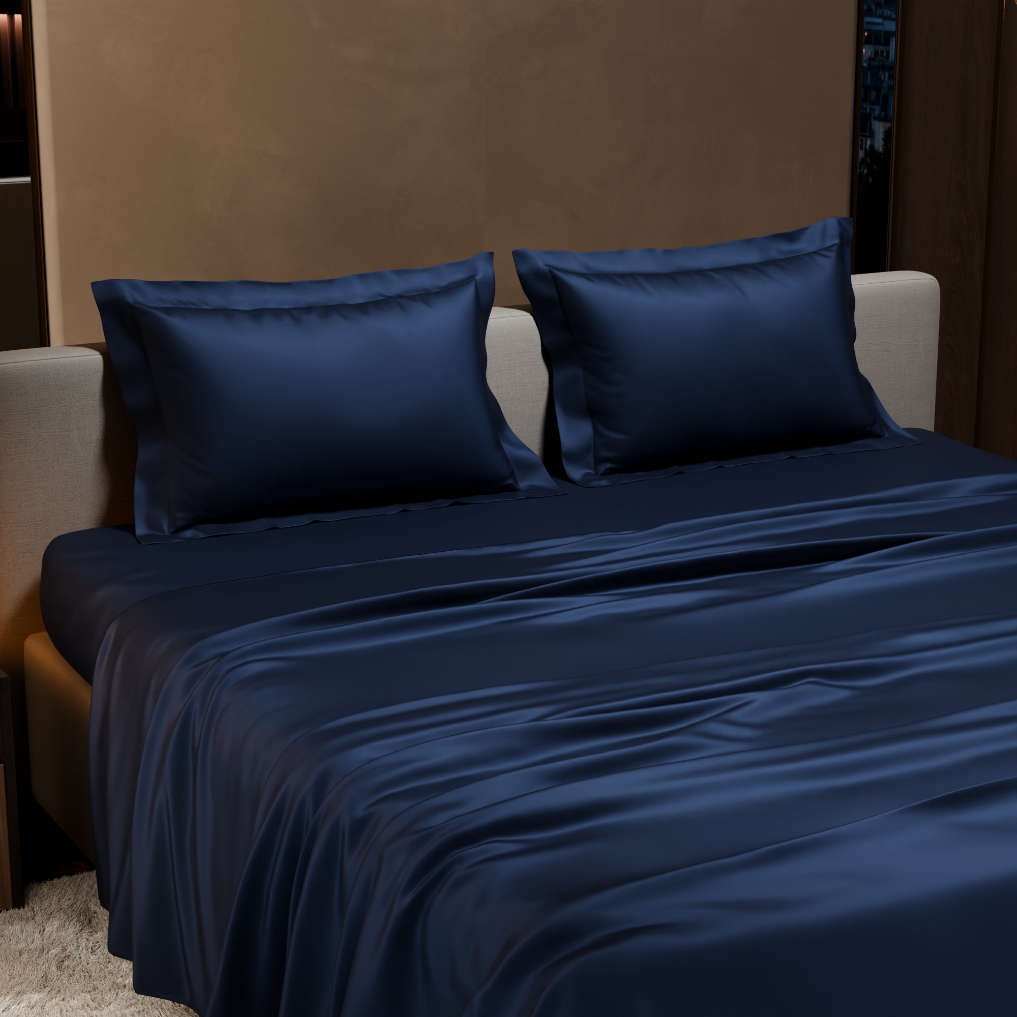 Mystique Blue Flat Bedsheet Set