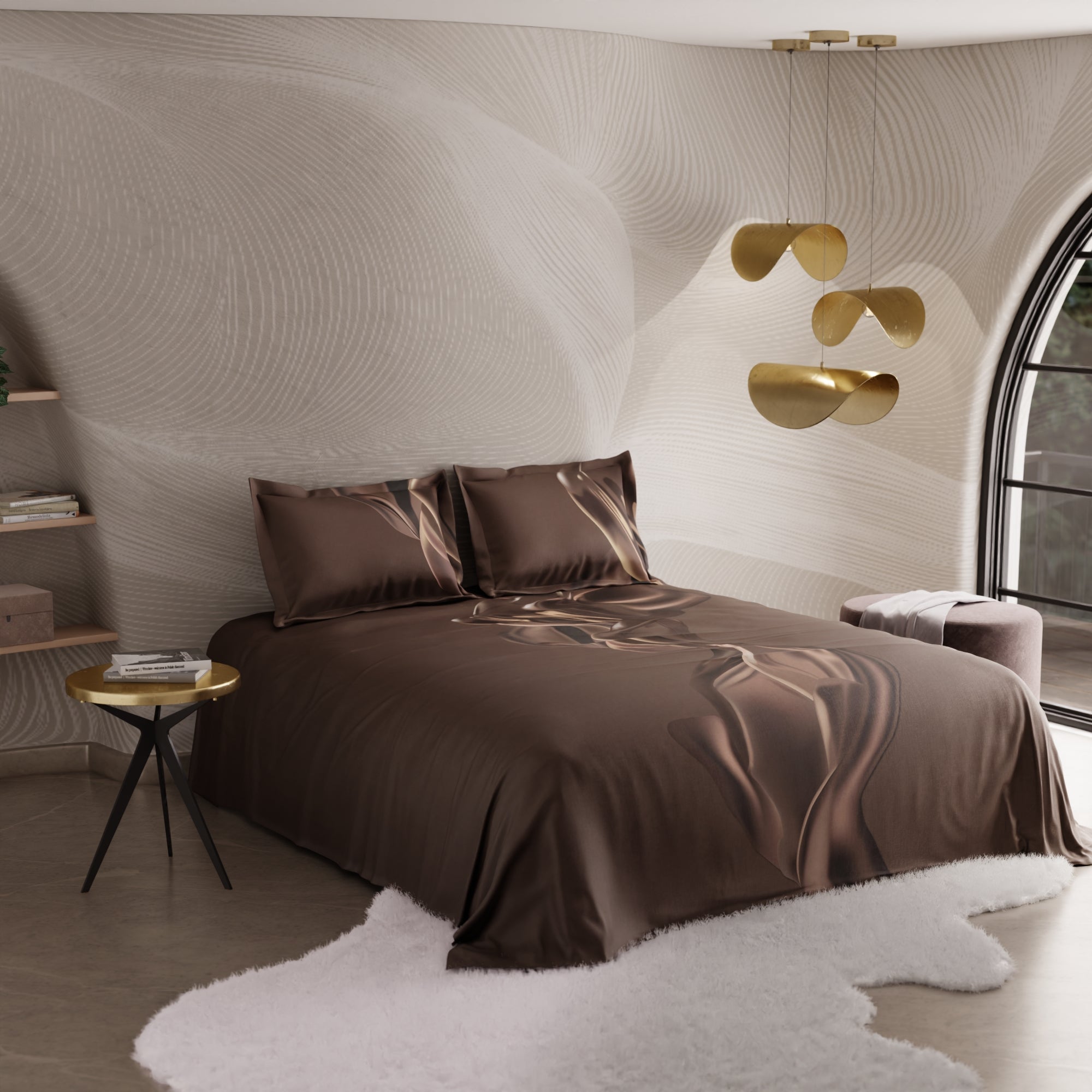 Sepia Swirl 100% Cotton Bedsheet Set