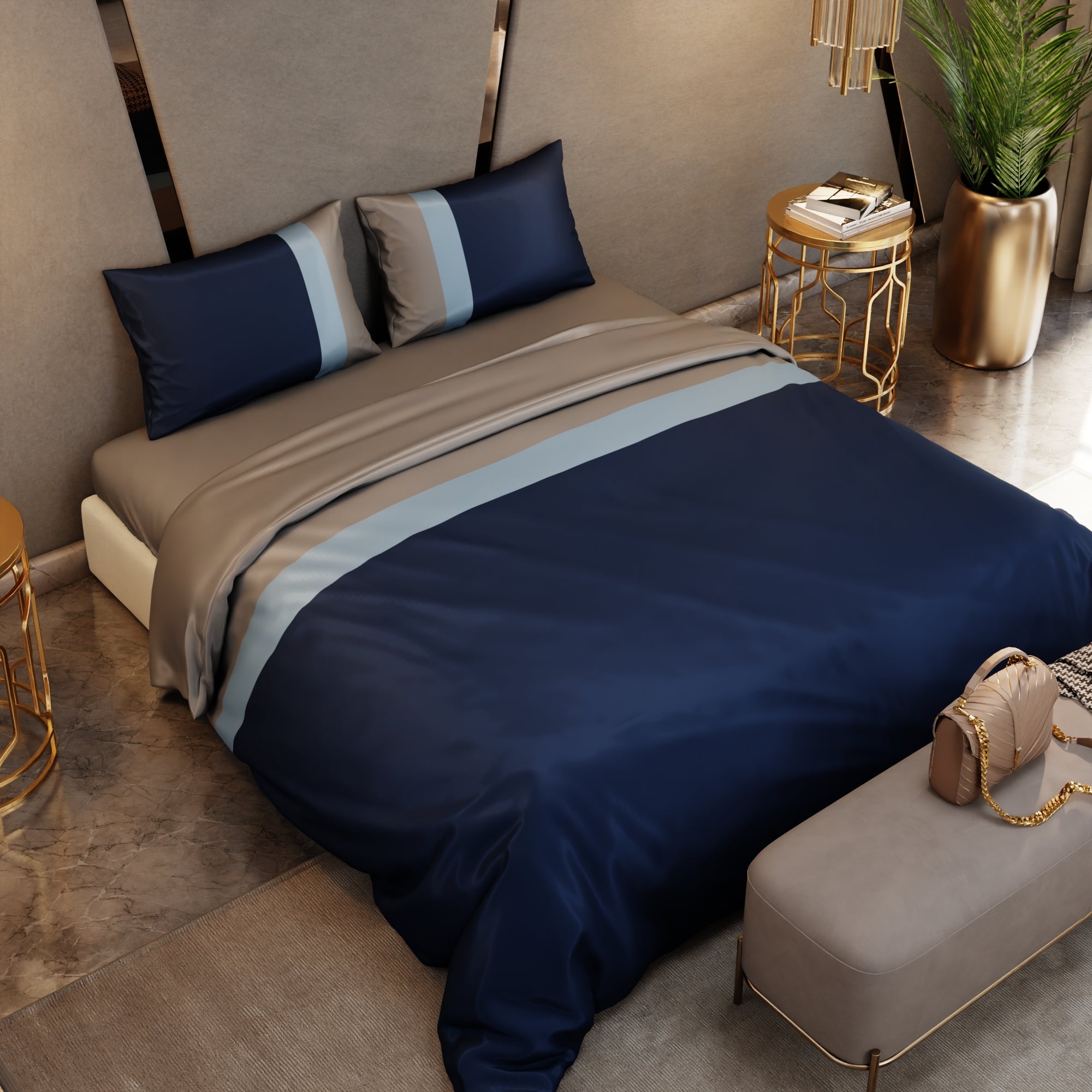 Elegant Tri-Stripes Comforter Set