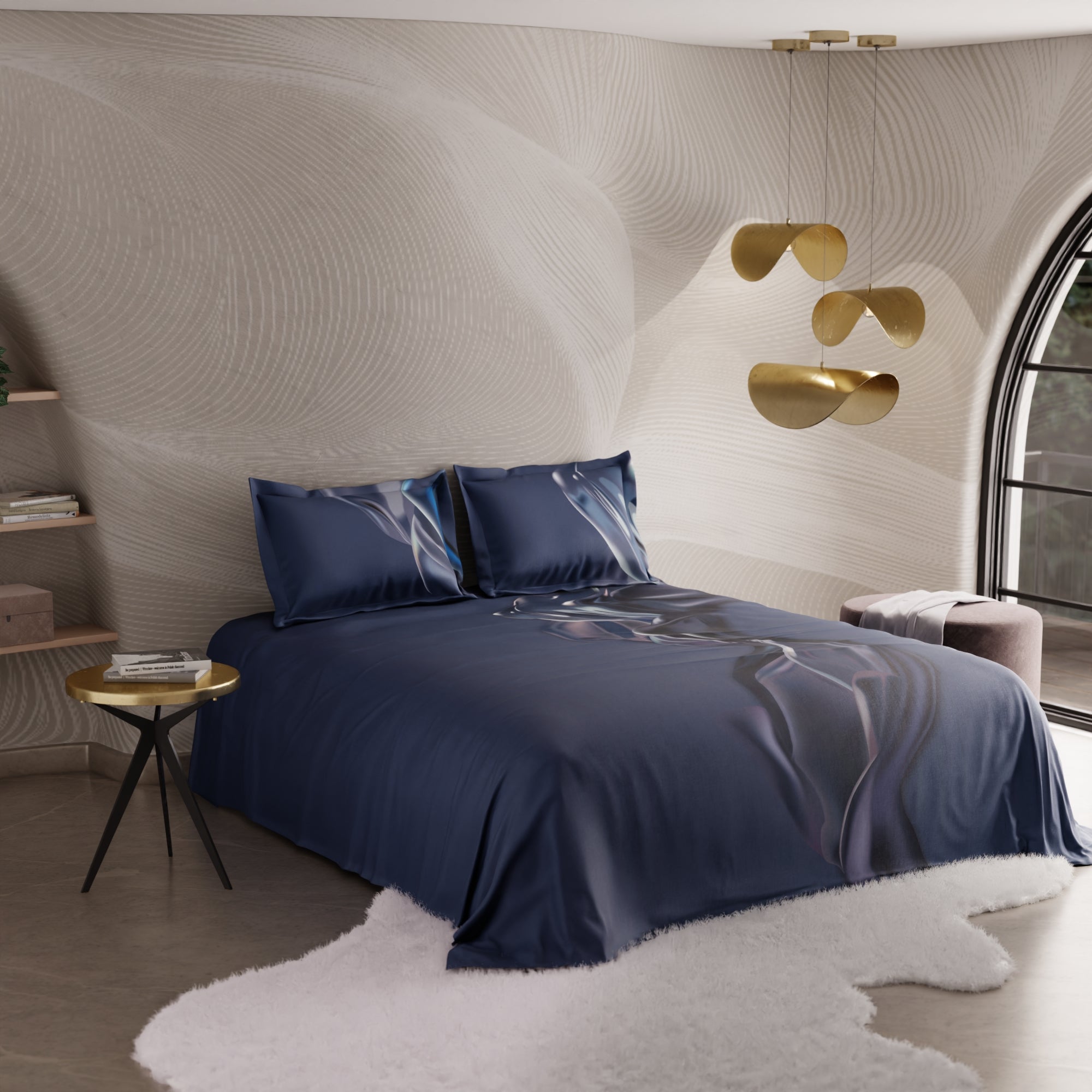 Midnight Cascade 100% Cotton Bedsheet Set