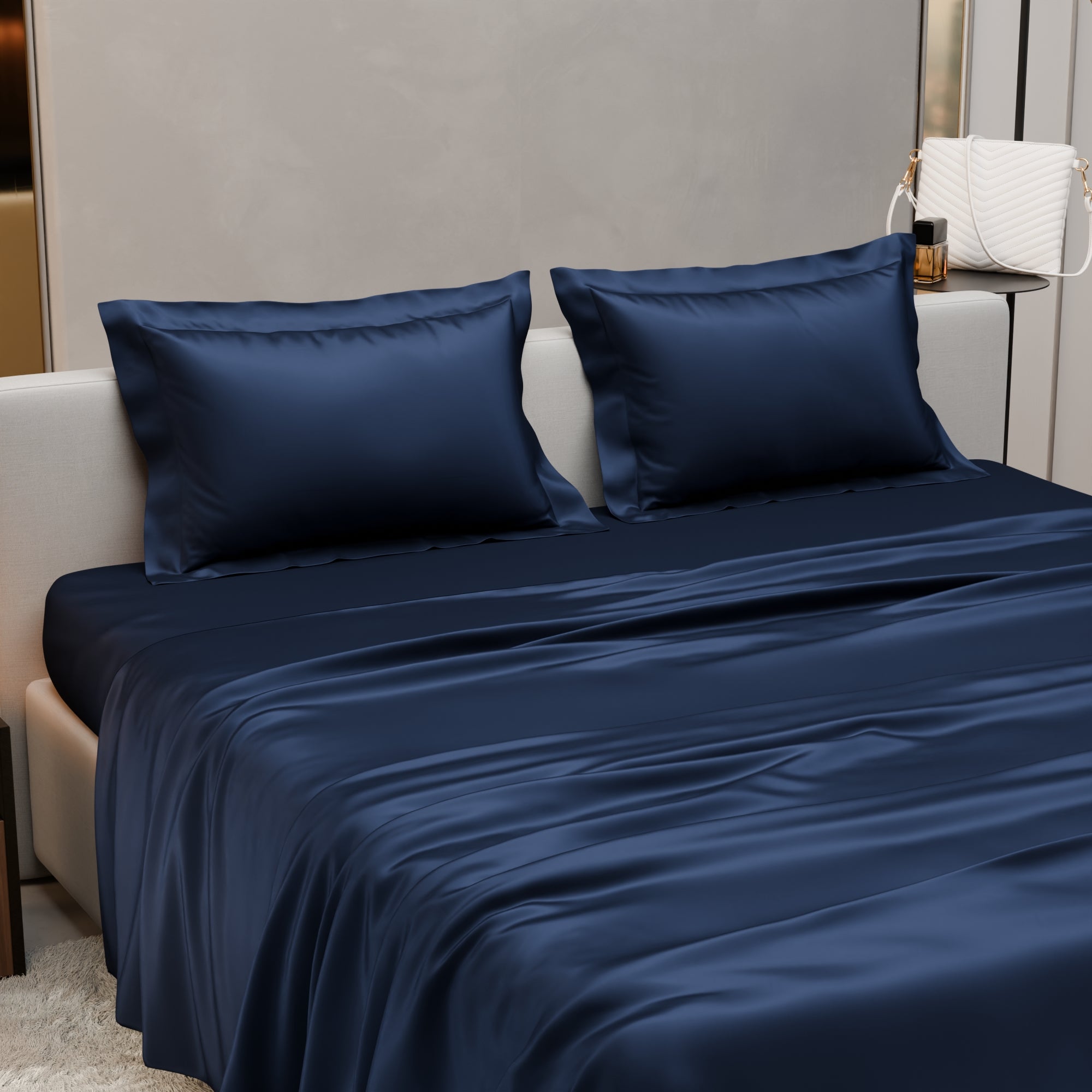 Mystique Blue Flat Bedsheet Set
