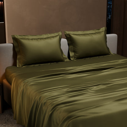Olive Oasis Flat Bedsheet Set
