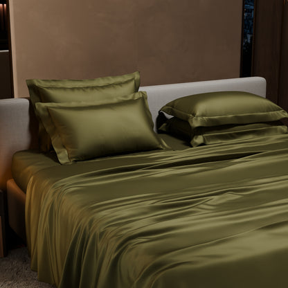 Olive Oasis Flat Super King Bedsheet Set