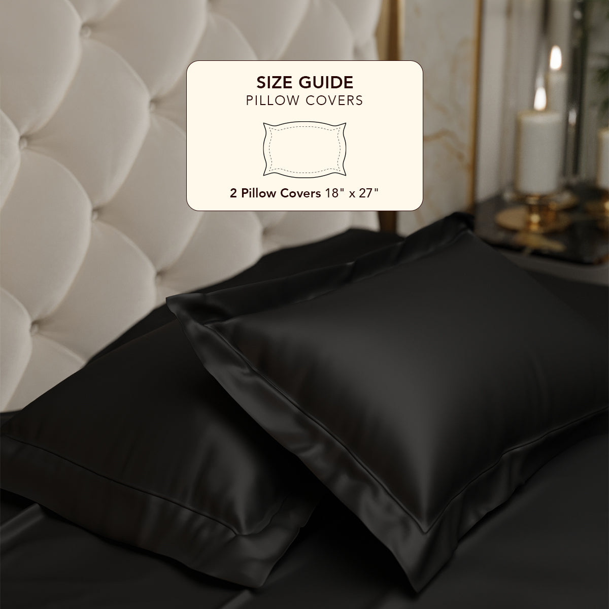 Midnight Black Pillow Covers - Set of 2