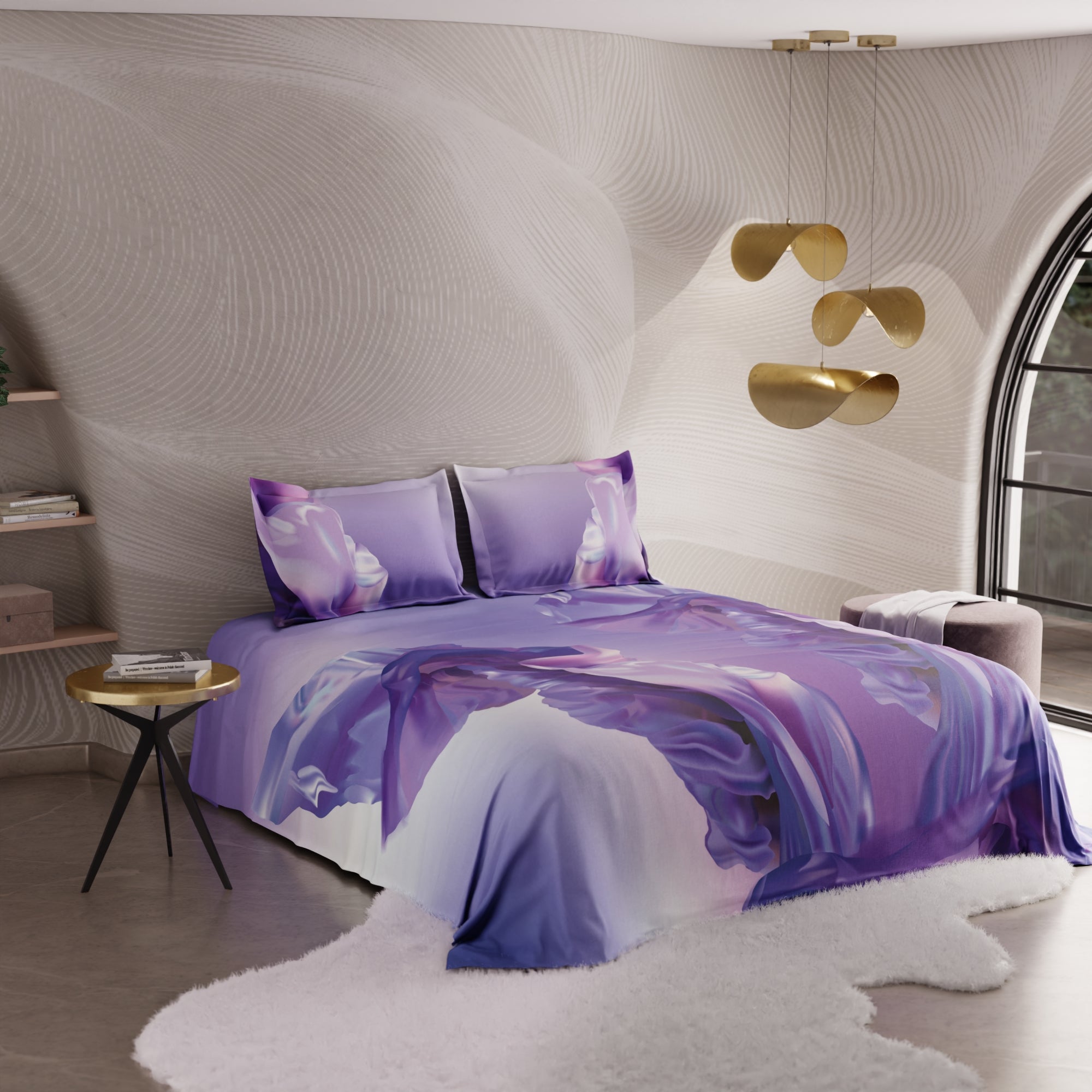 Lilac Twirl 100% Cotton Bedsheet Set