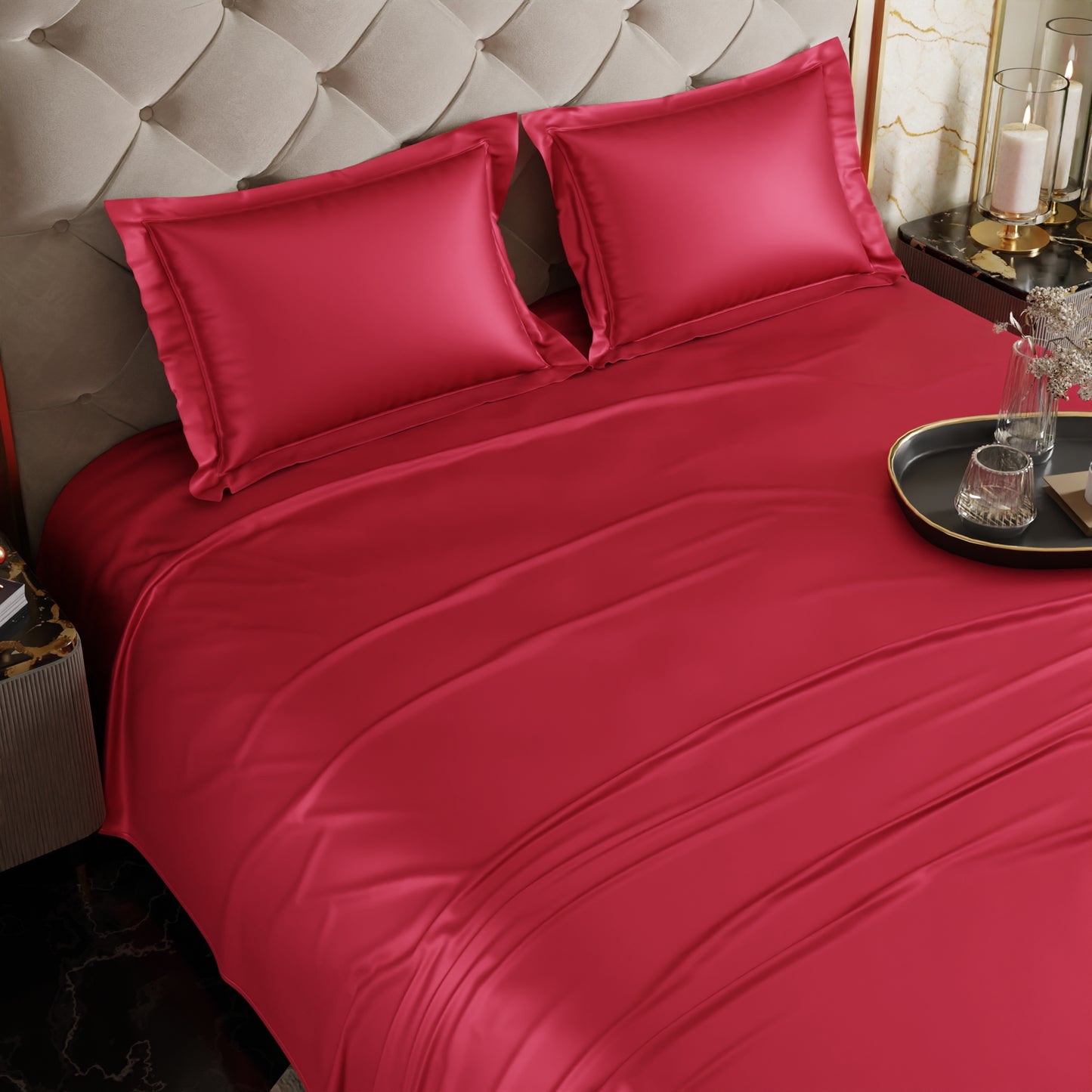 Flirty Red Flat Bedsheet Set