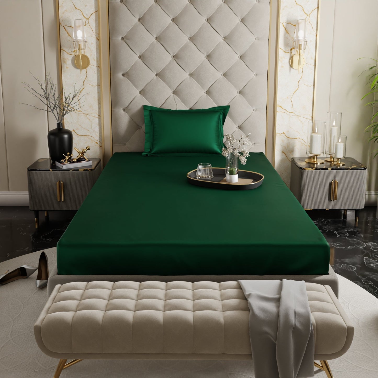 Emerald Green Fitted Bedsheet Set