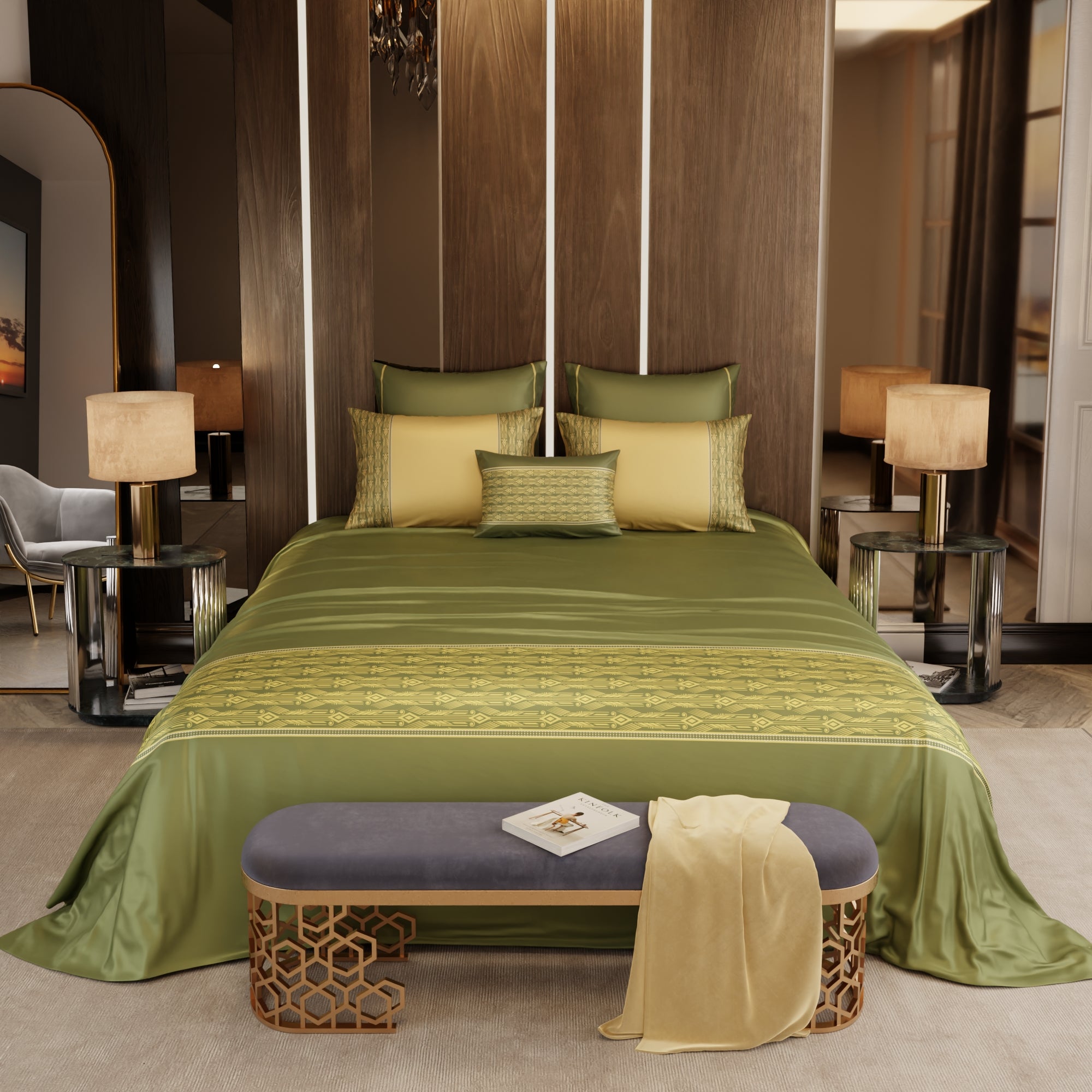 Regal Olive 6 Piece Bedsheet Set