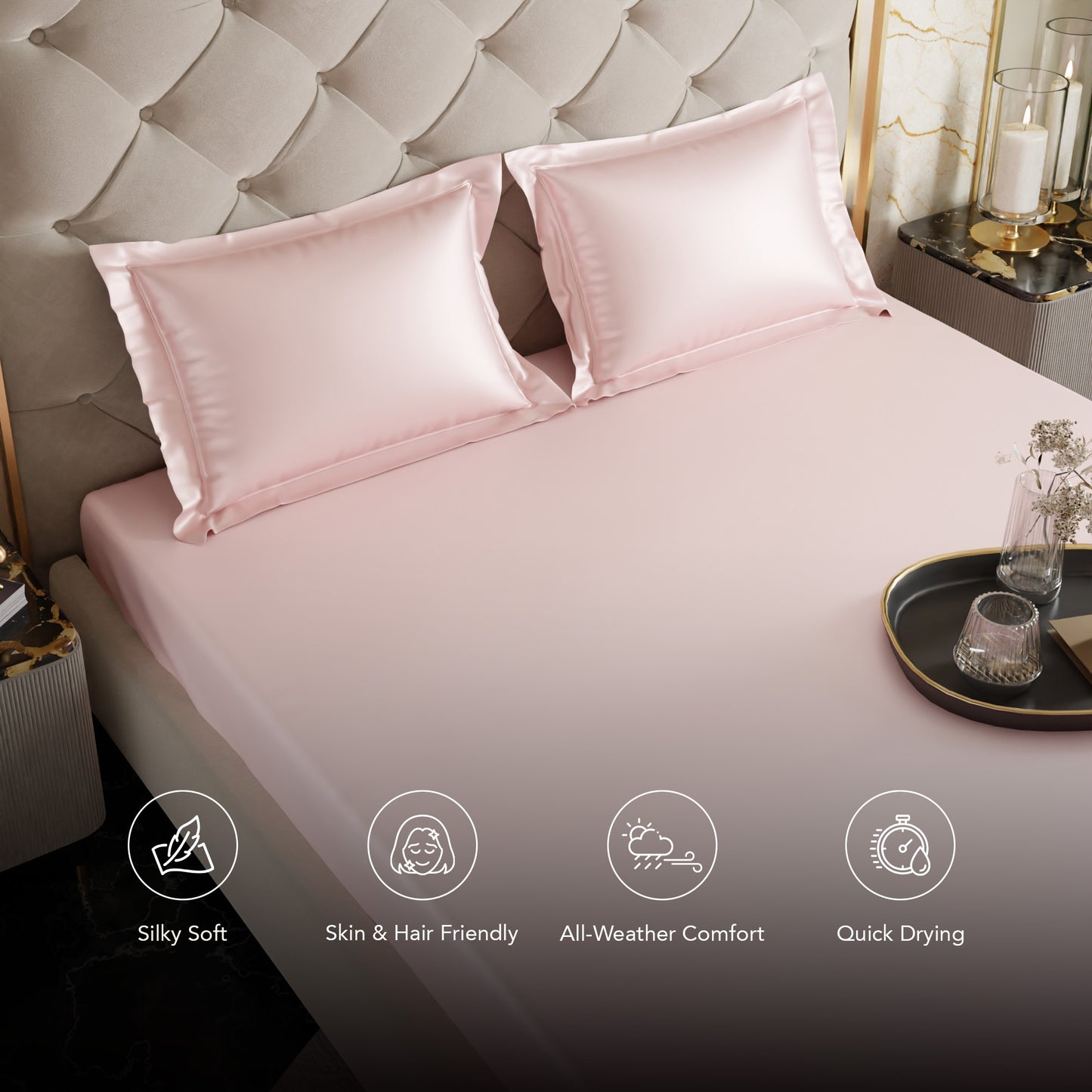 Blushing Pink Fitted Bedsheet Set