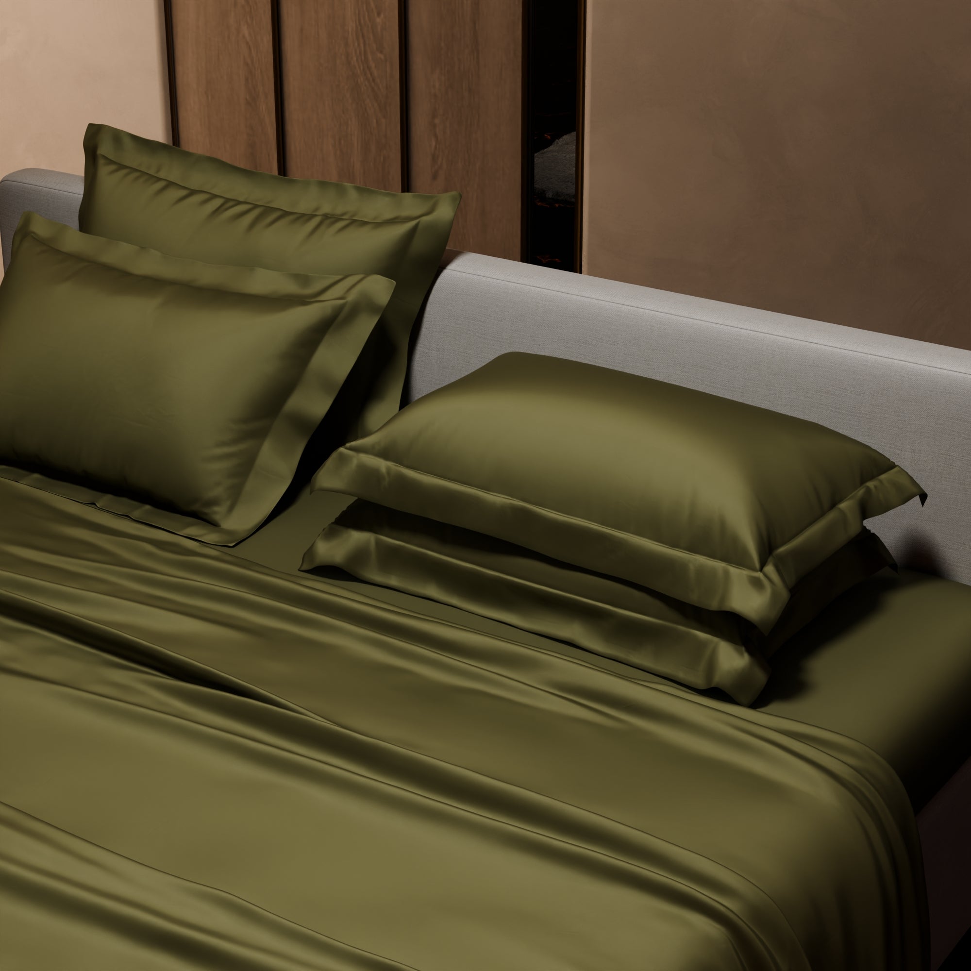 Olive Oasis Flat Super King Bedsheet Set