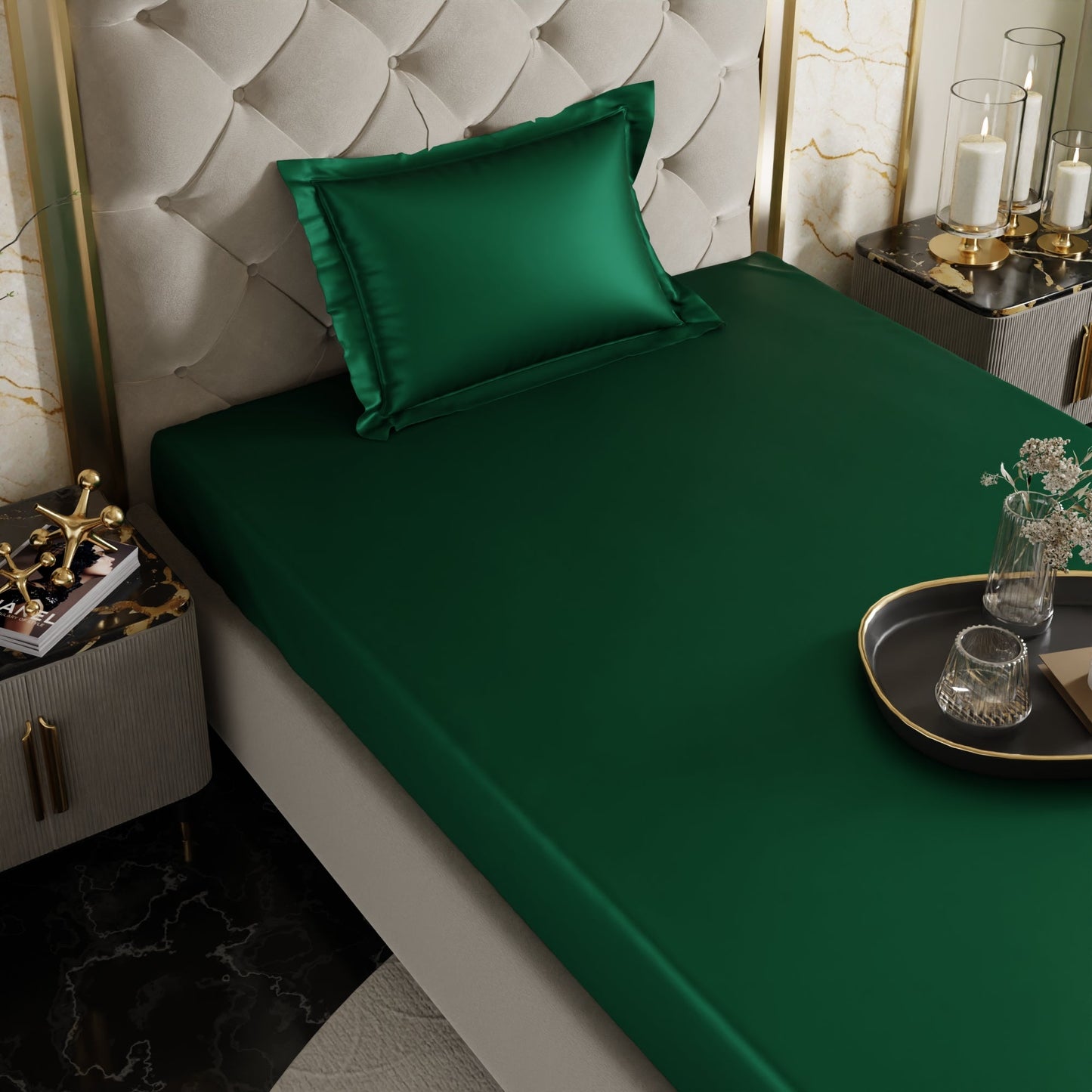 Emerald Green Fitted Bedsheet Set