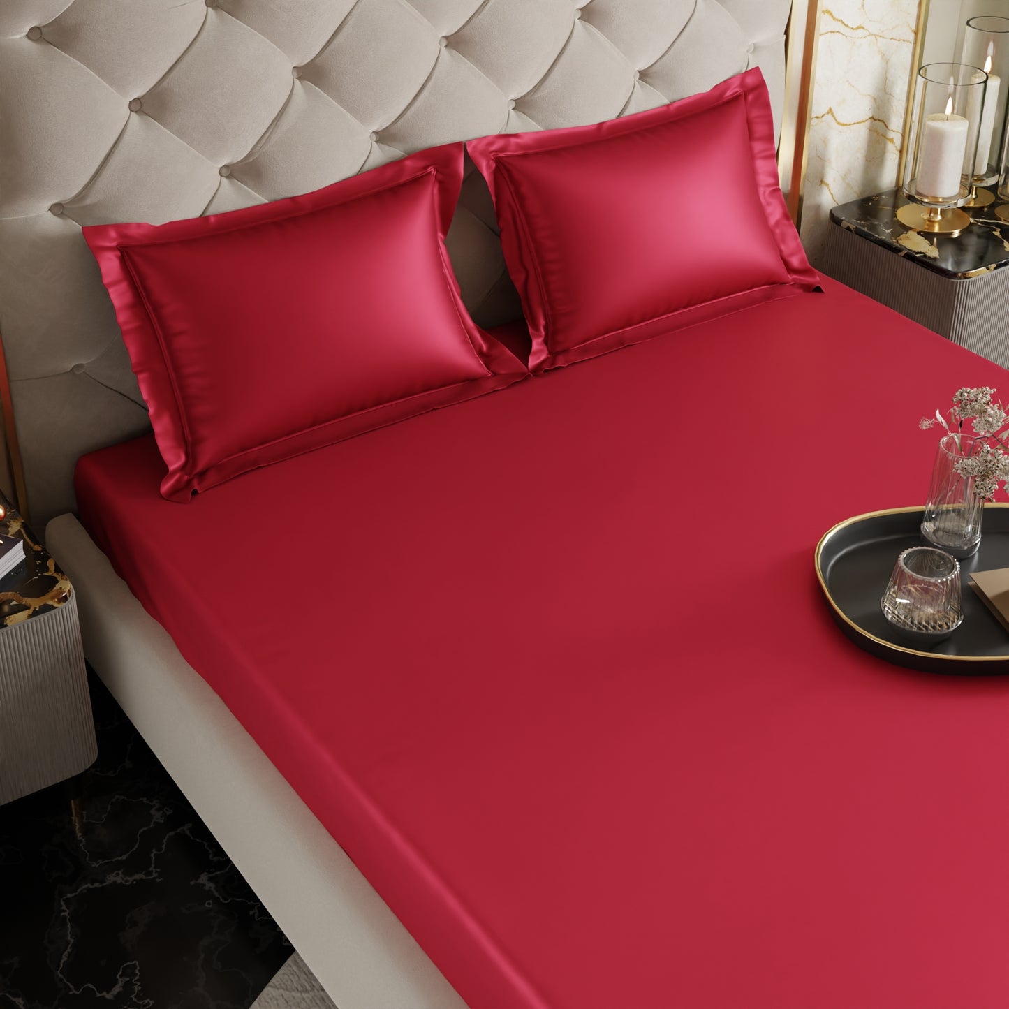 Flirty Red Fitted Bedsheet Set