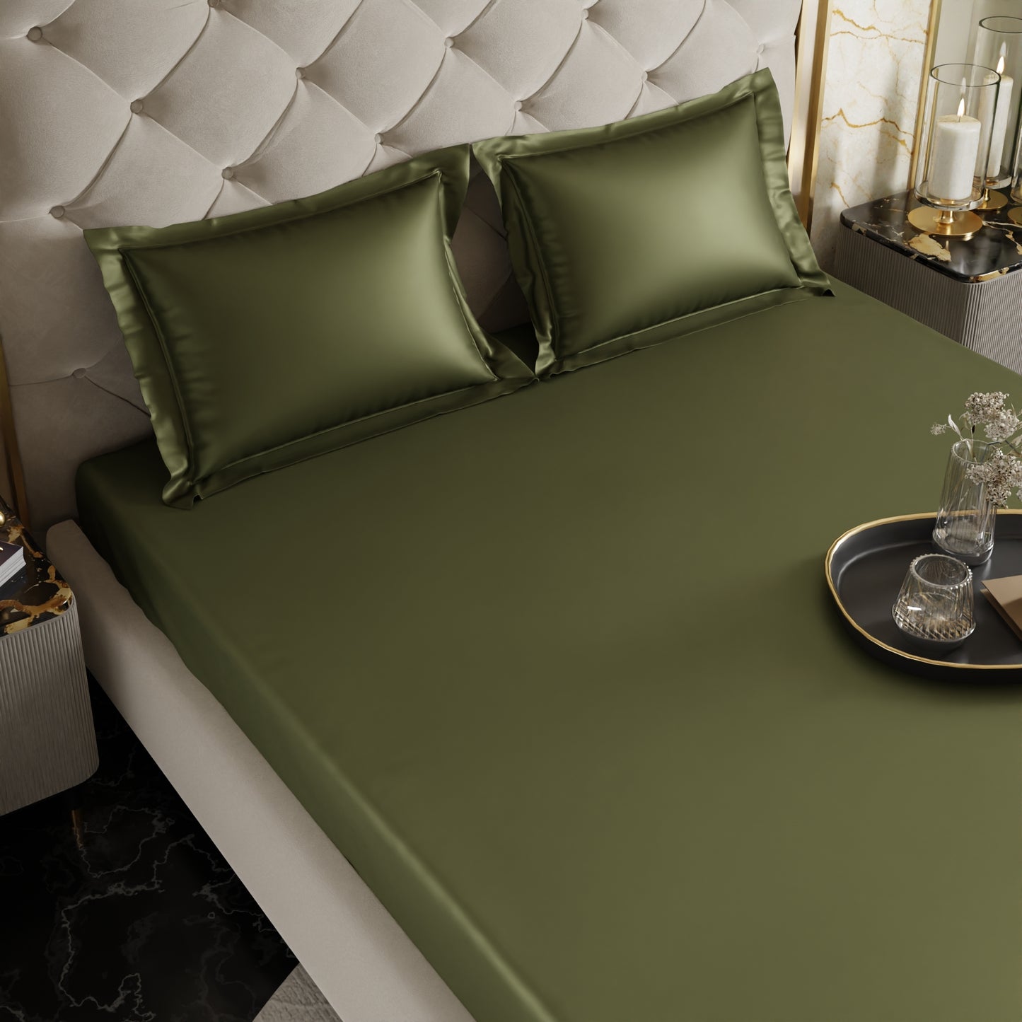 Olive Oasis Fitted Bedsheet Set