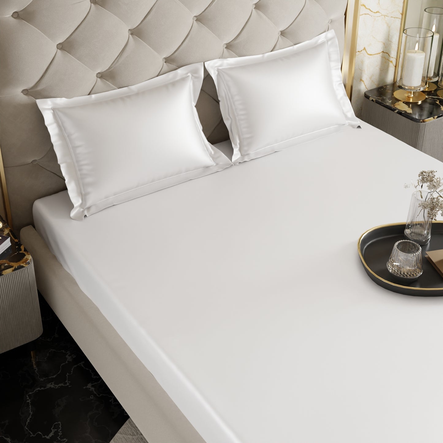 Vanilla White Fitted Bedsheet Set