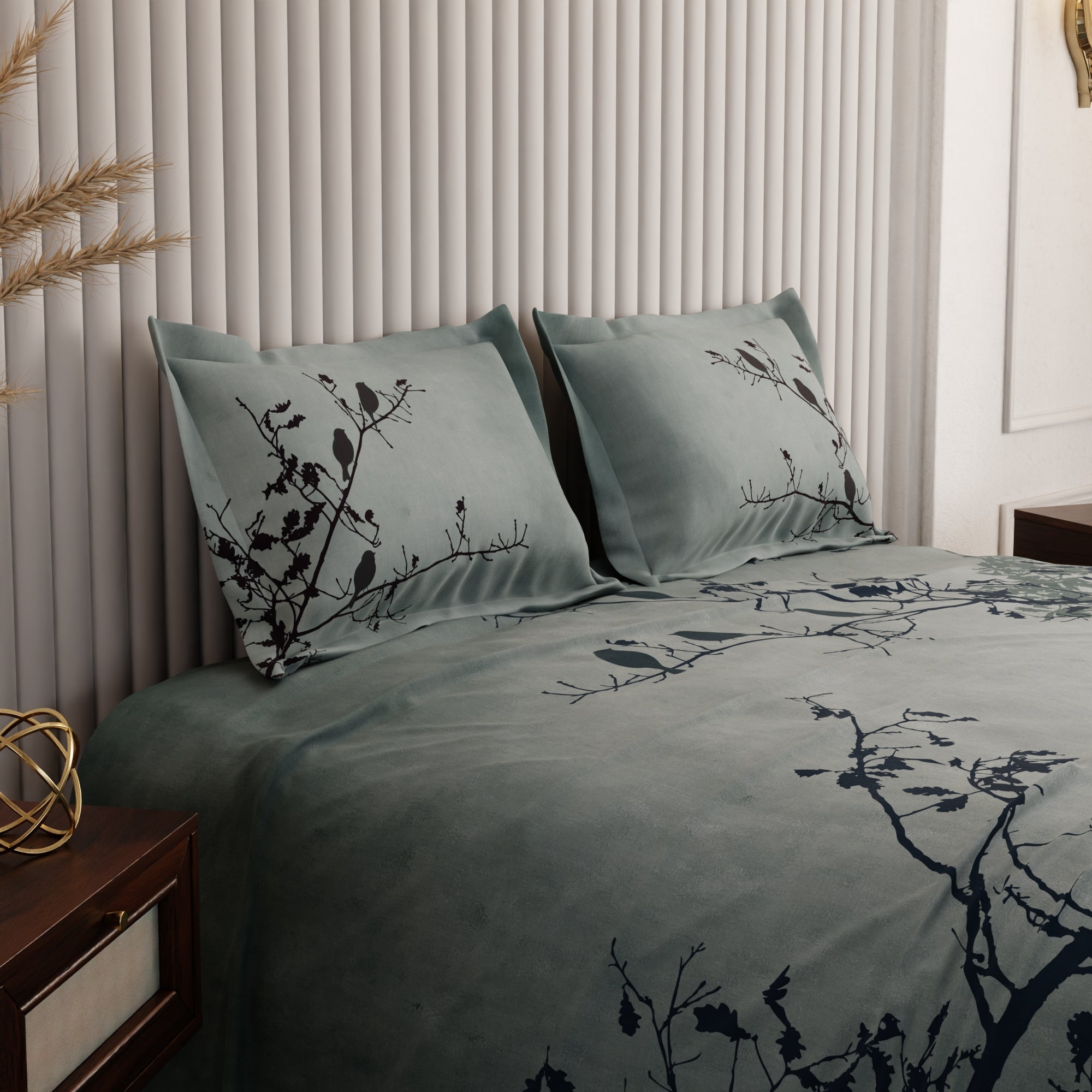Teal Perch Bedsheet Set