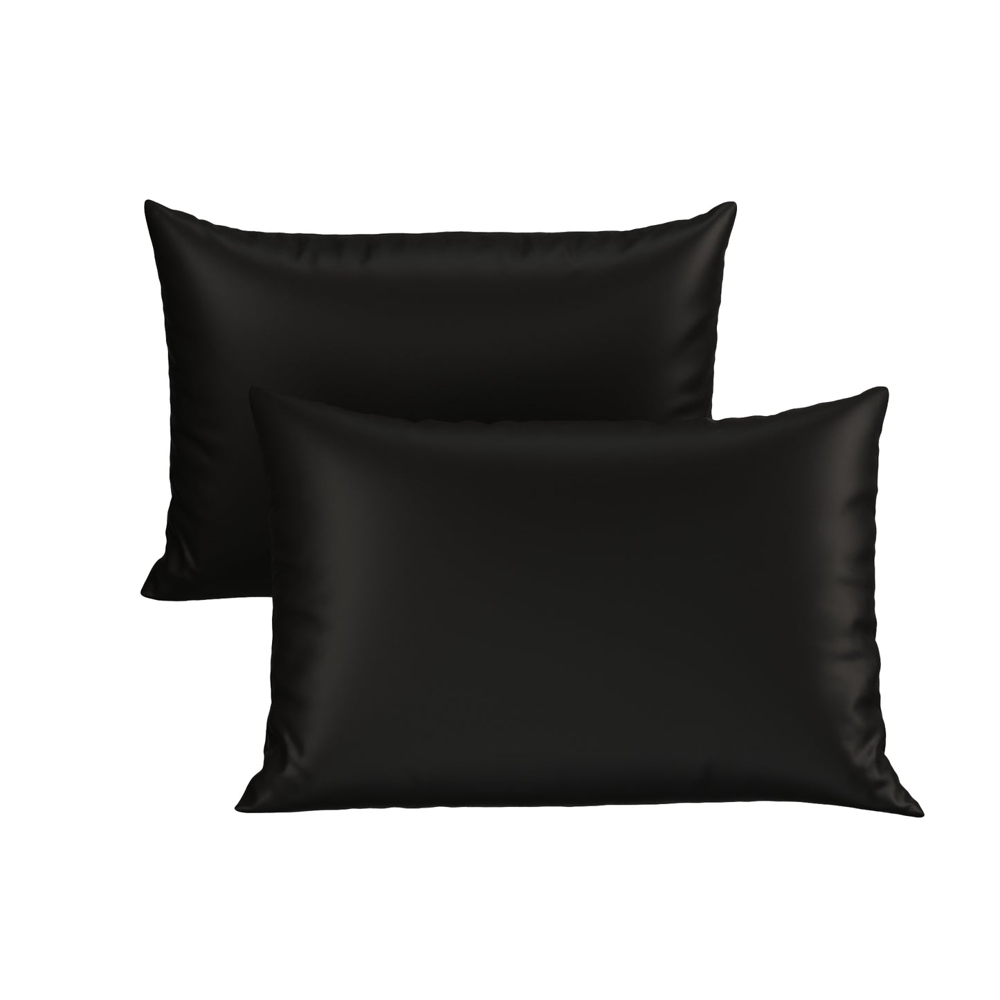 Silk-Like Midnight Black Pillow Covers - Set of 2