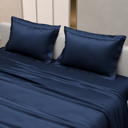 Mystique Blue Flat Bedsheet Set