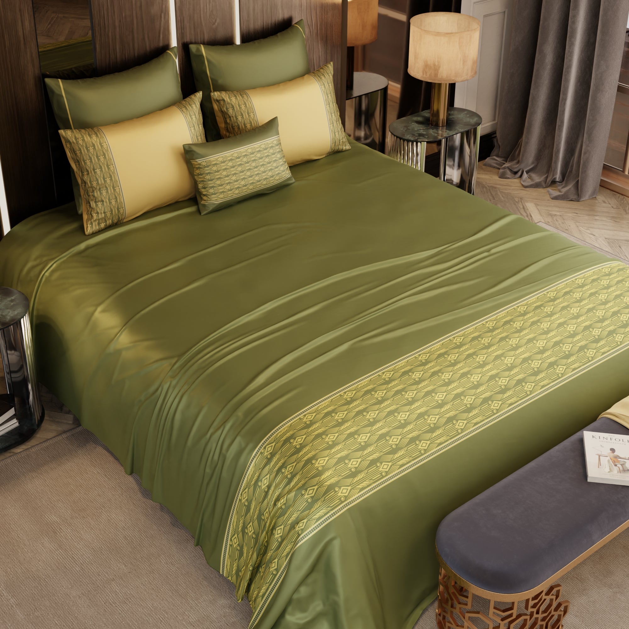 Regal Olive 6 Piece Bedsheet Set