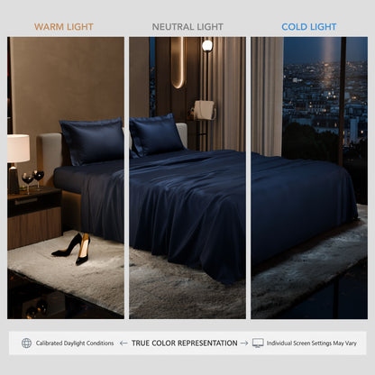 Mystique Blue Flat Bedsheet Set