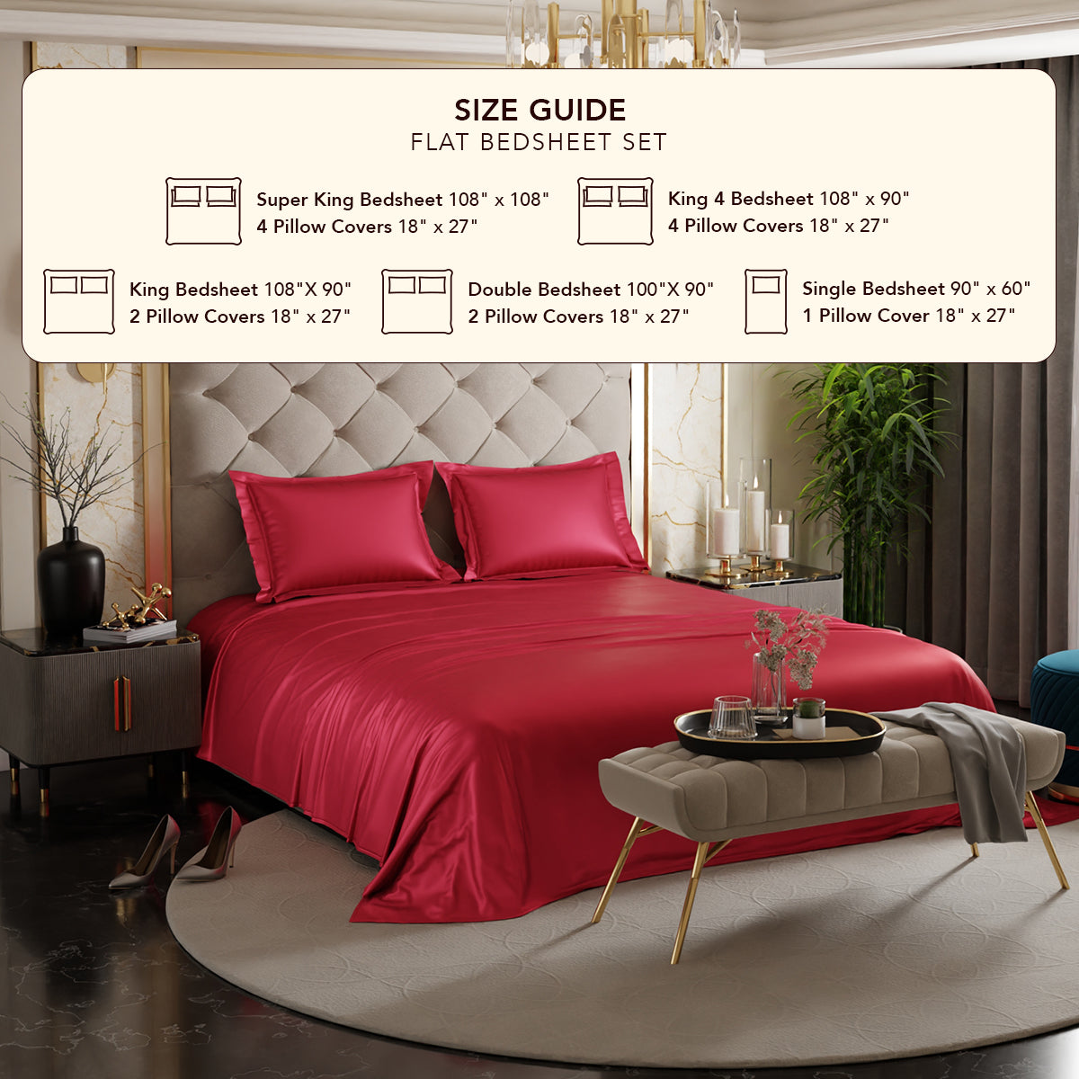 Flirty Red Flat Bedsheet Set