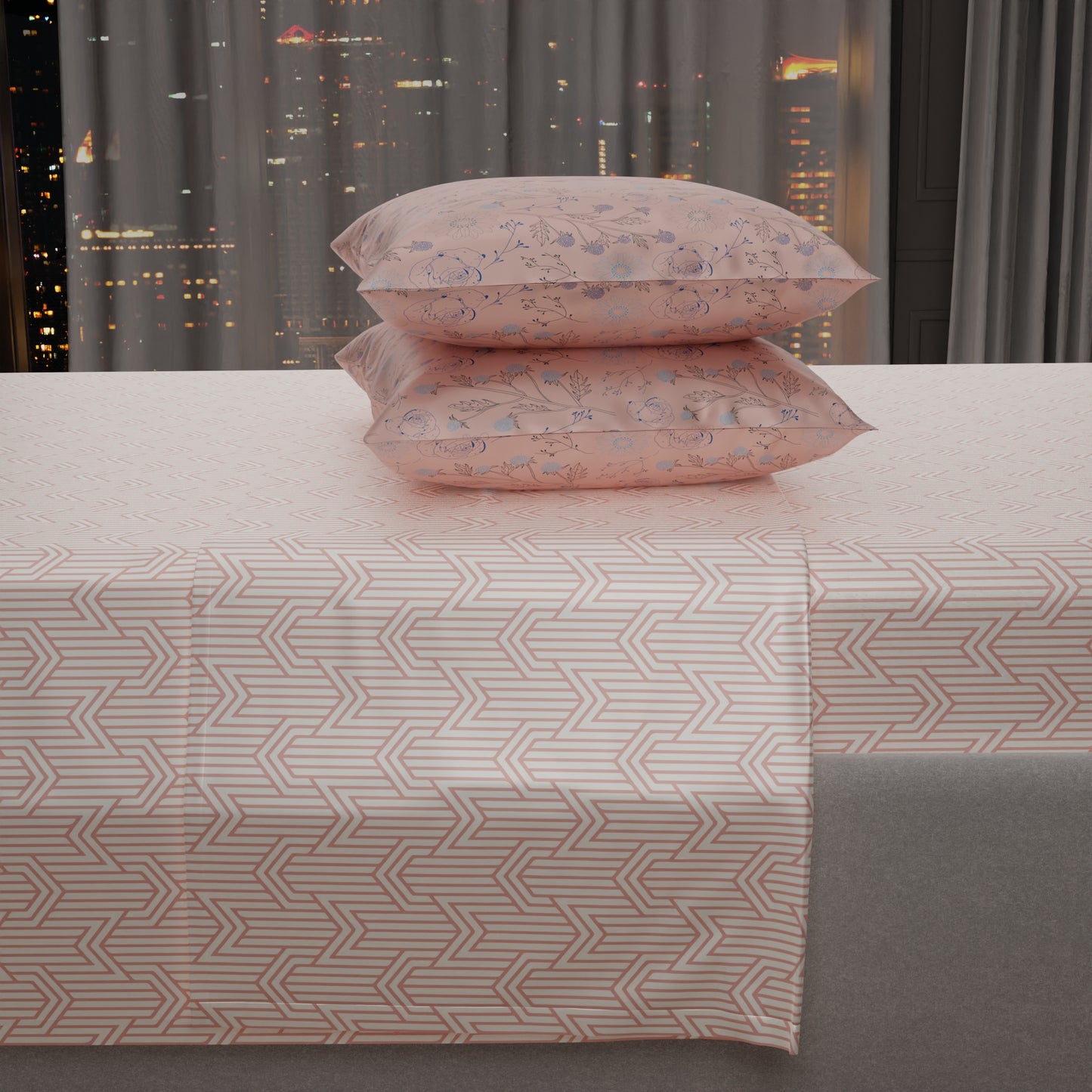 Peach Fuzz Mosaic Bedsheet Set