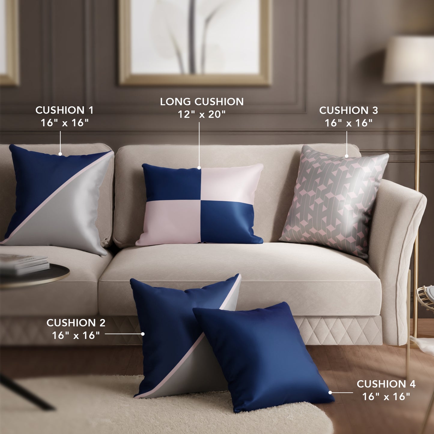 Twilight Tones Cushion Cover Set of 5 Combo (with fillers)