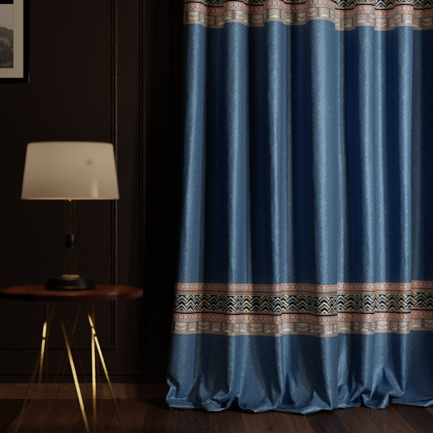 Celestial Blue Satin Curtain