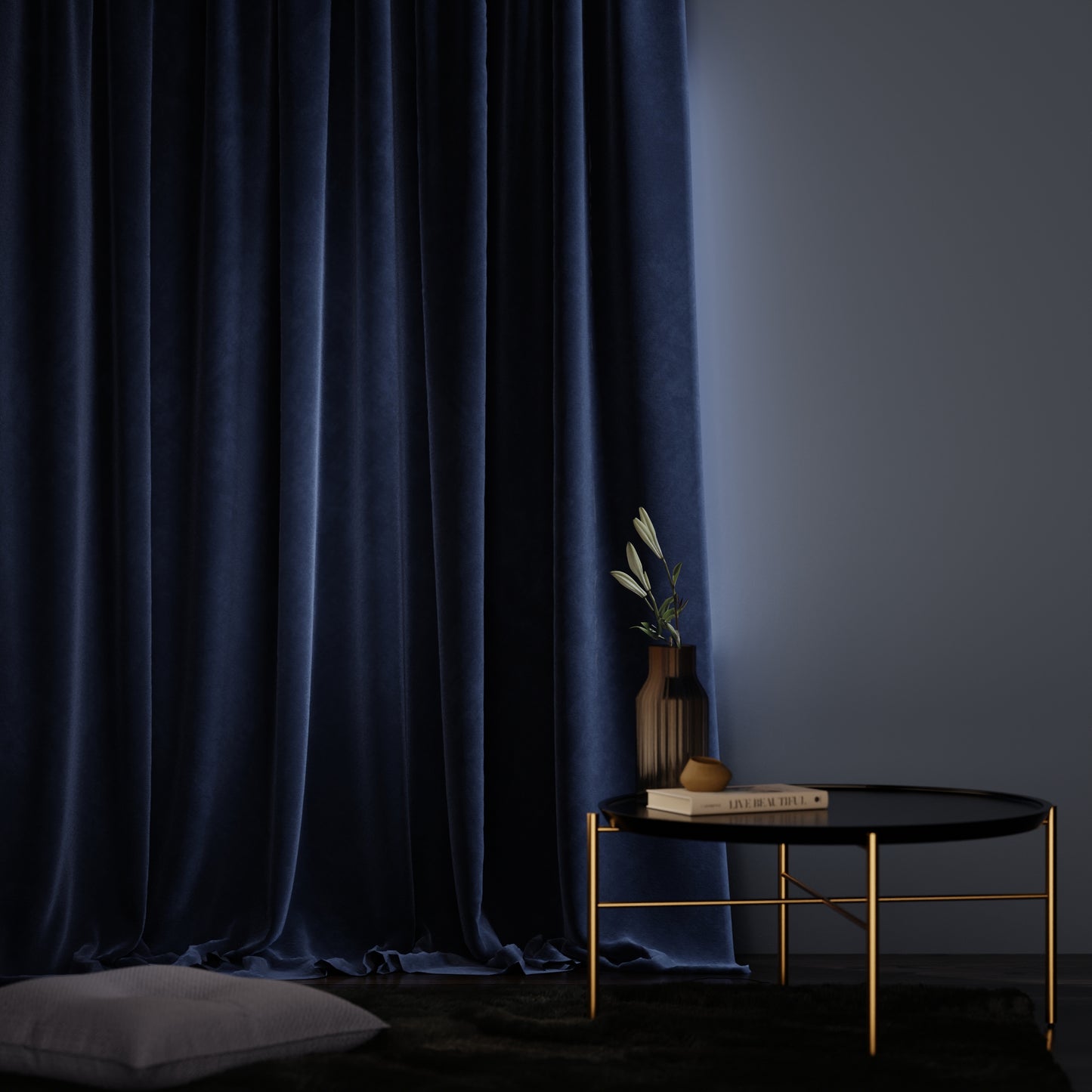 Blue Enigma Velvet Curtain