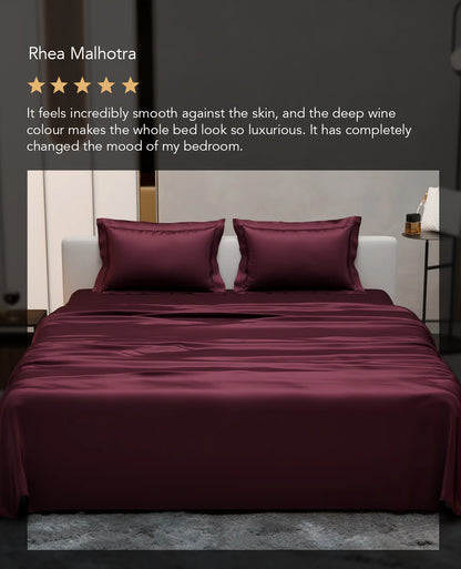Velvet Wine Flat Bedsheet Set