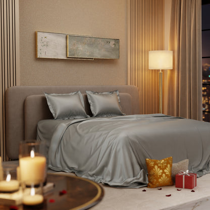 Harbour Mist Grey Flat Bedsheet Set