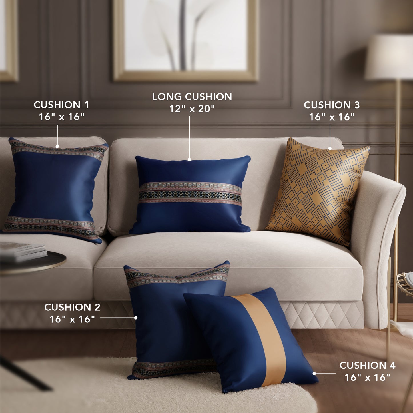 Parisian Pulse Cushion Cover Set of 5 Combo (with fillers)