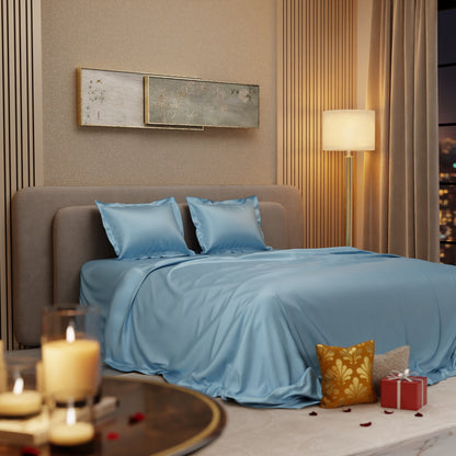 Dreamy Blue Flat Double Bedsheet Set