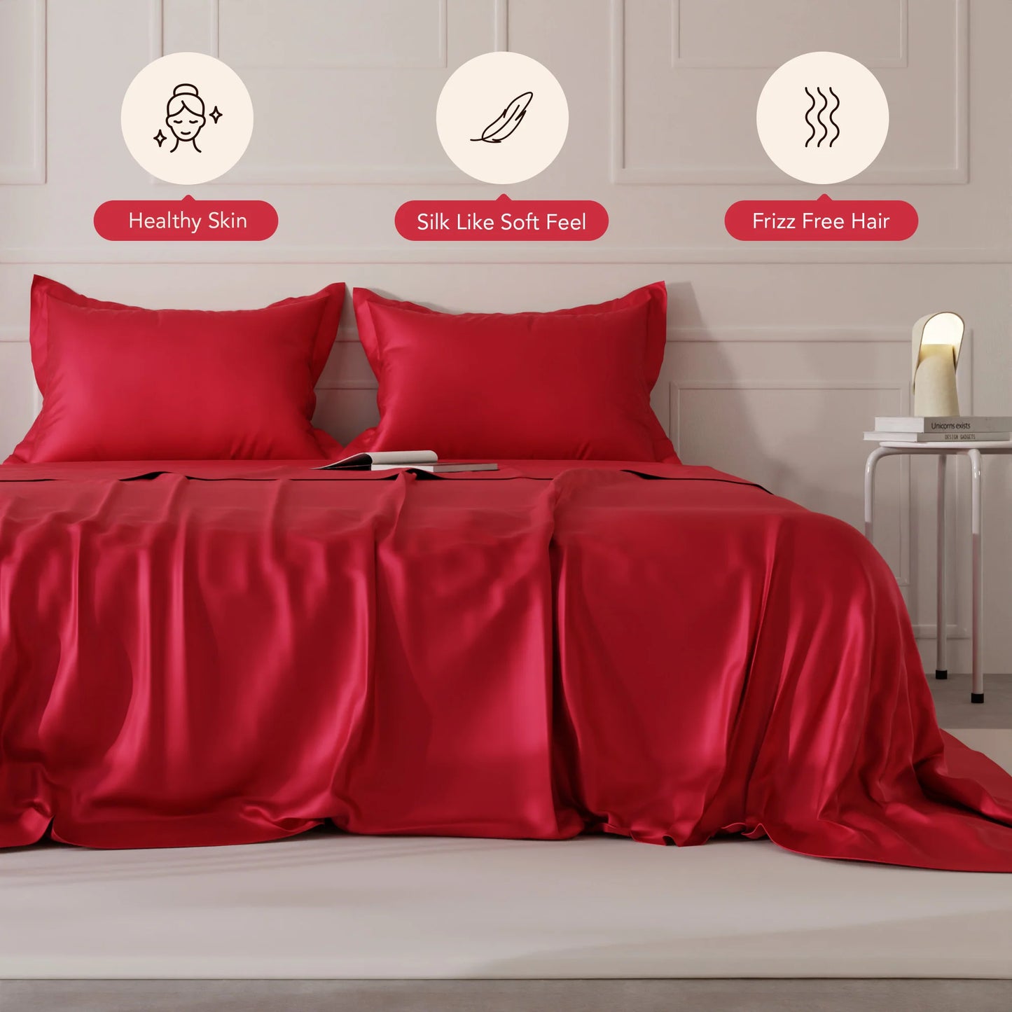 Flirty Red - Midnight Black Double Bedsheet Bundle