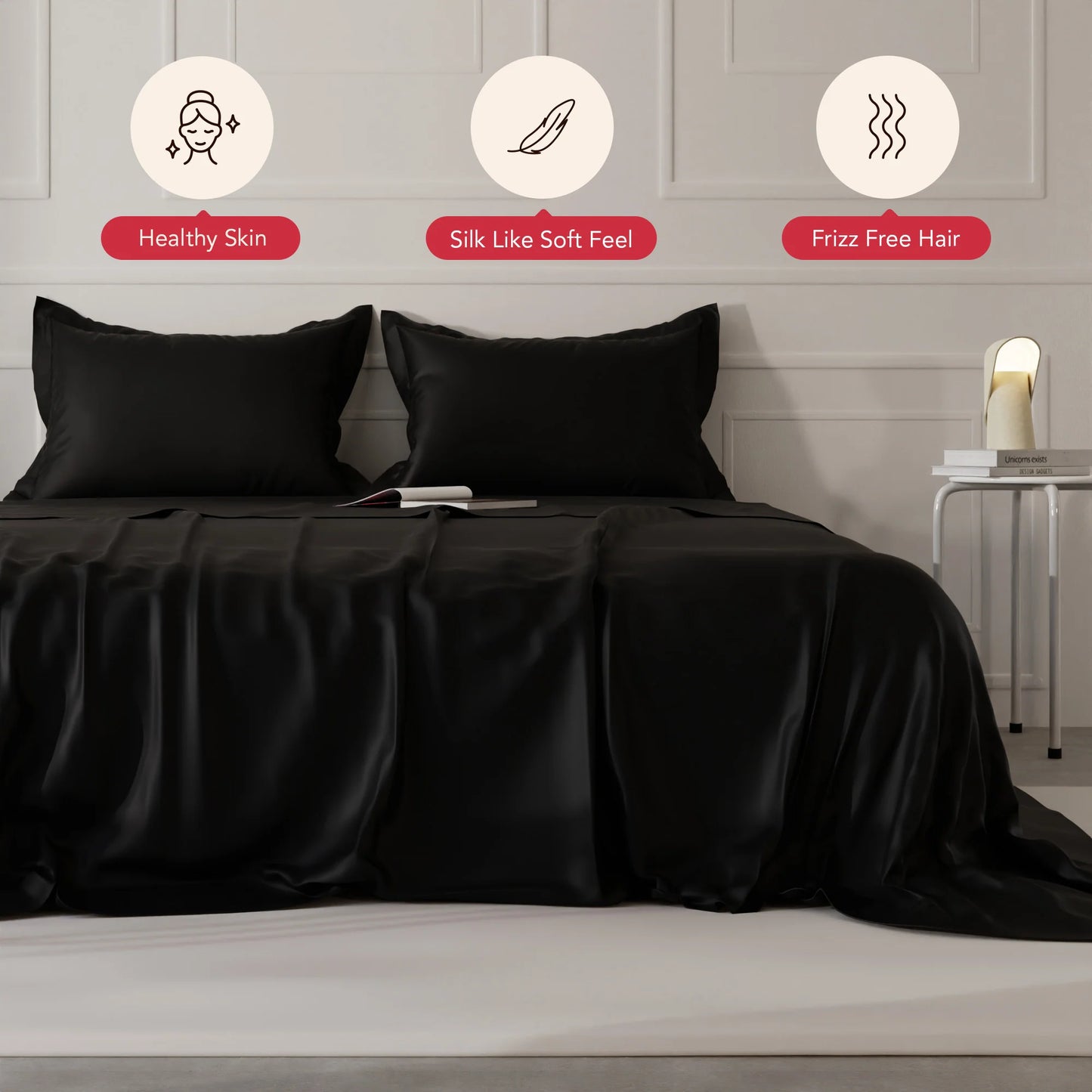 Midnight Black - Twilight Embrace Double Bedsheet Bundle