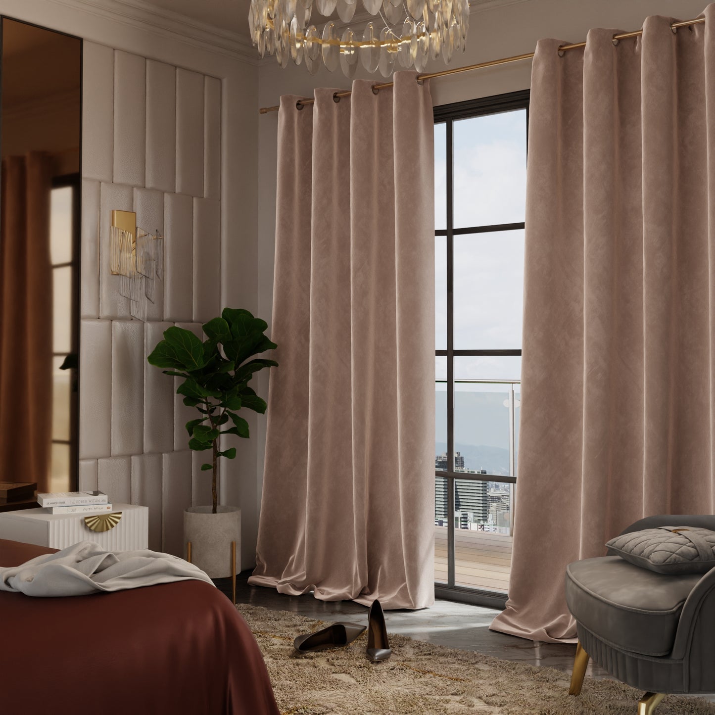 Parisian Blush Velvet Curtain