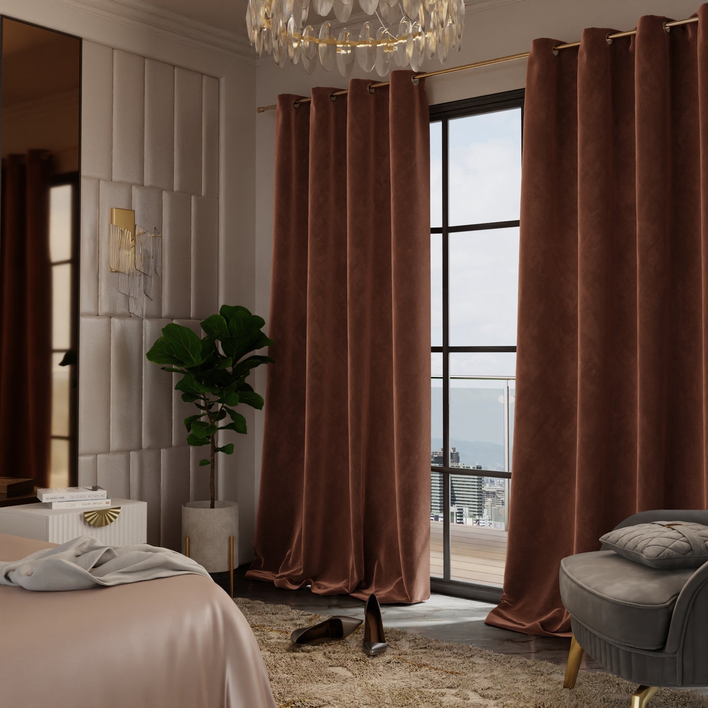 Caramel Caress Velvet Curtain