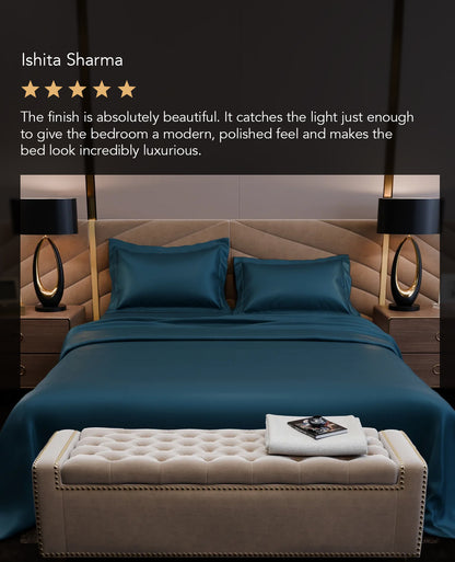 Ocean Azure Luxstre Cotton Bed Sheet Set