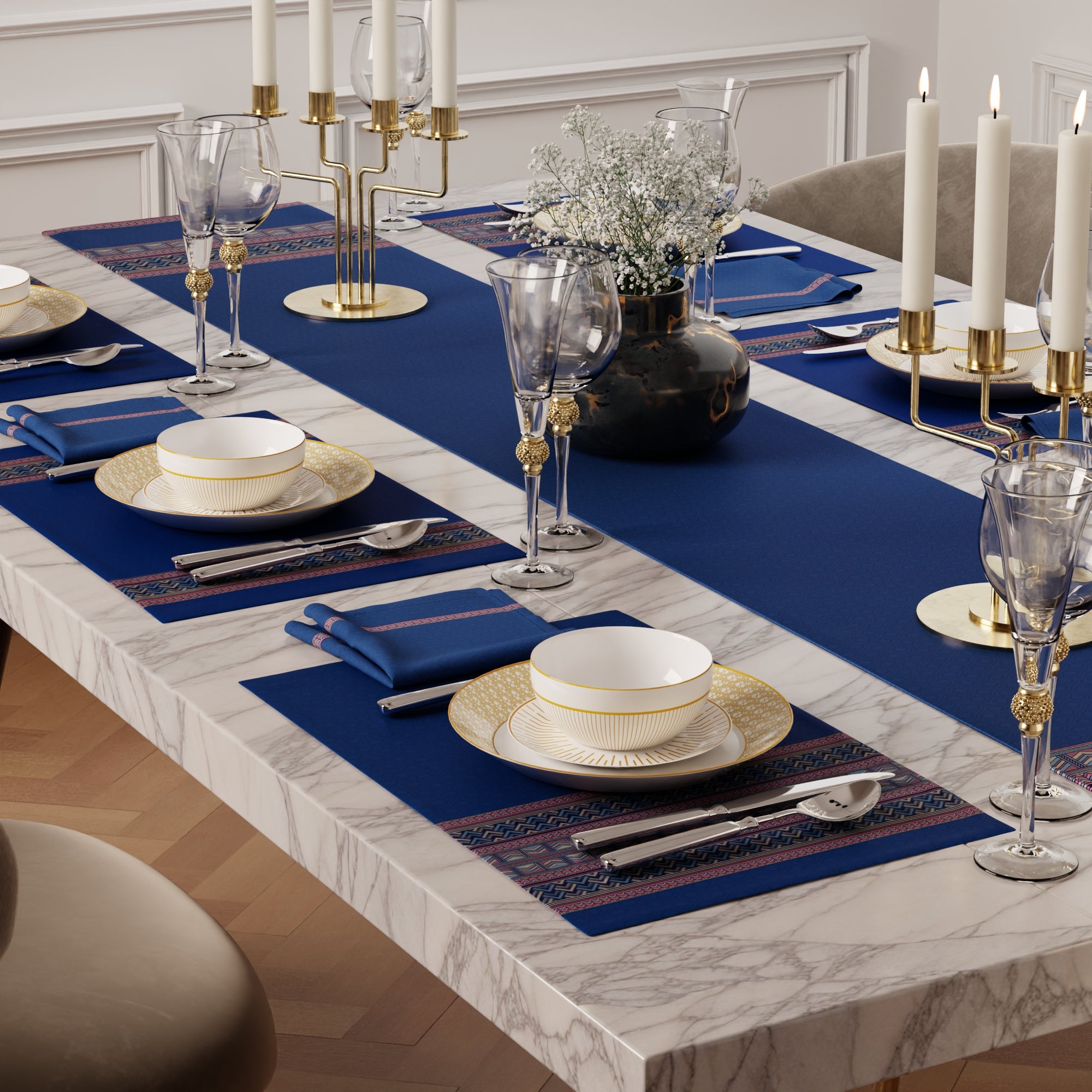 Royal Blue Feast Table Linen Set