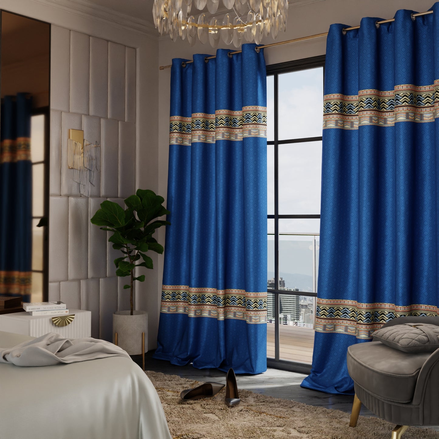 Celestial Blue Curtain with privacy lining