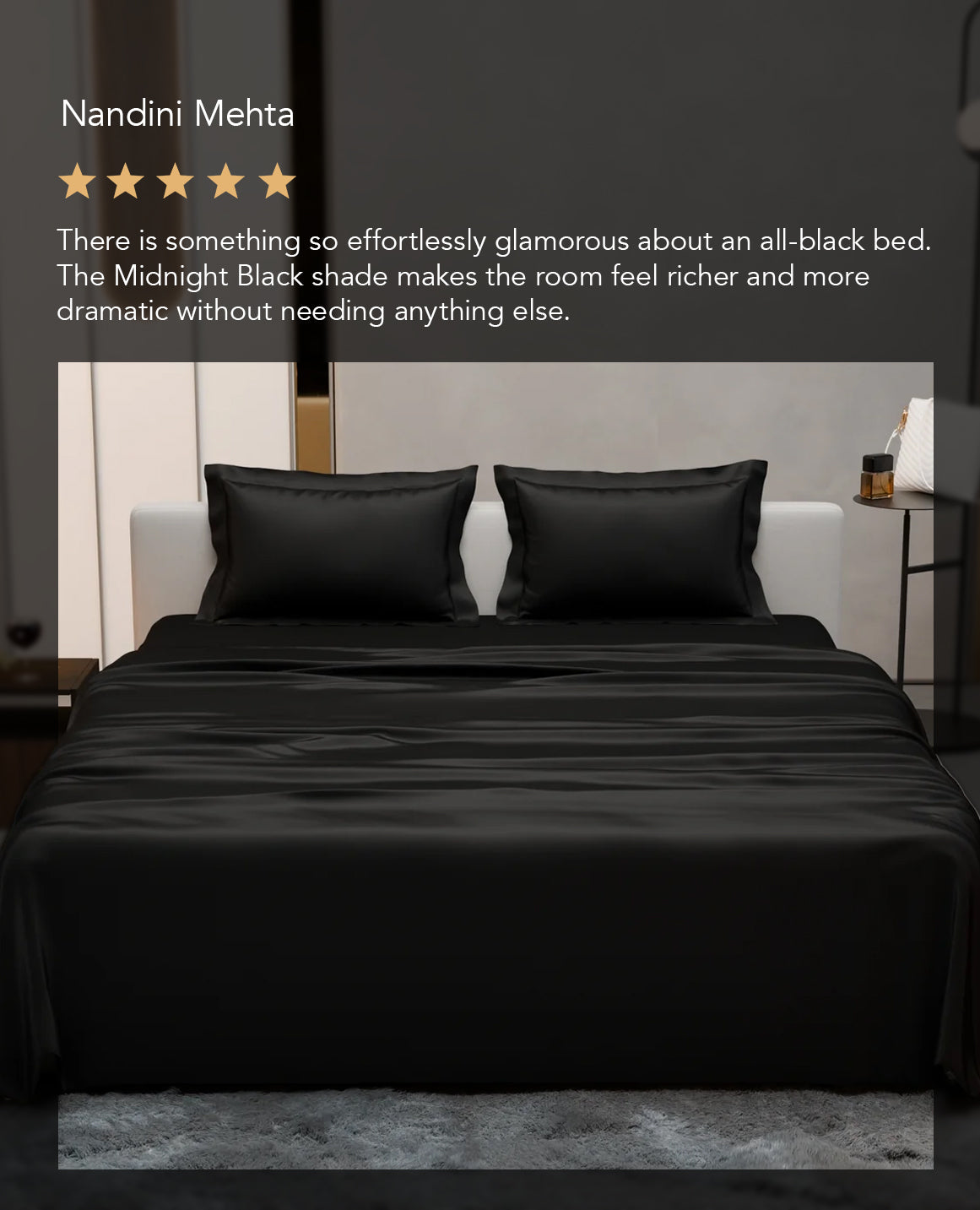 Midnight Black Flat Bedsheet Set