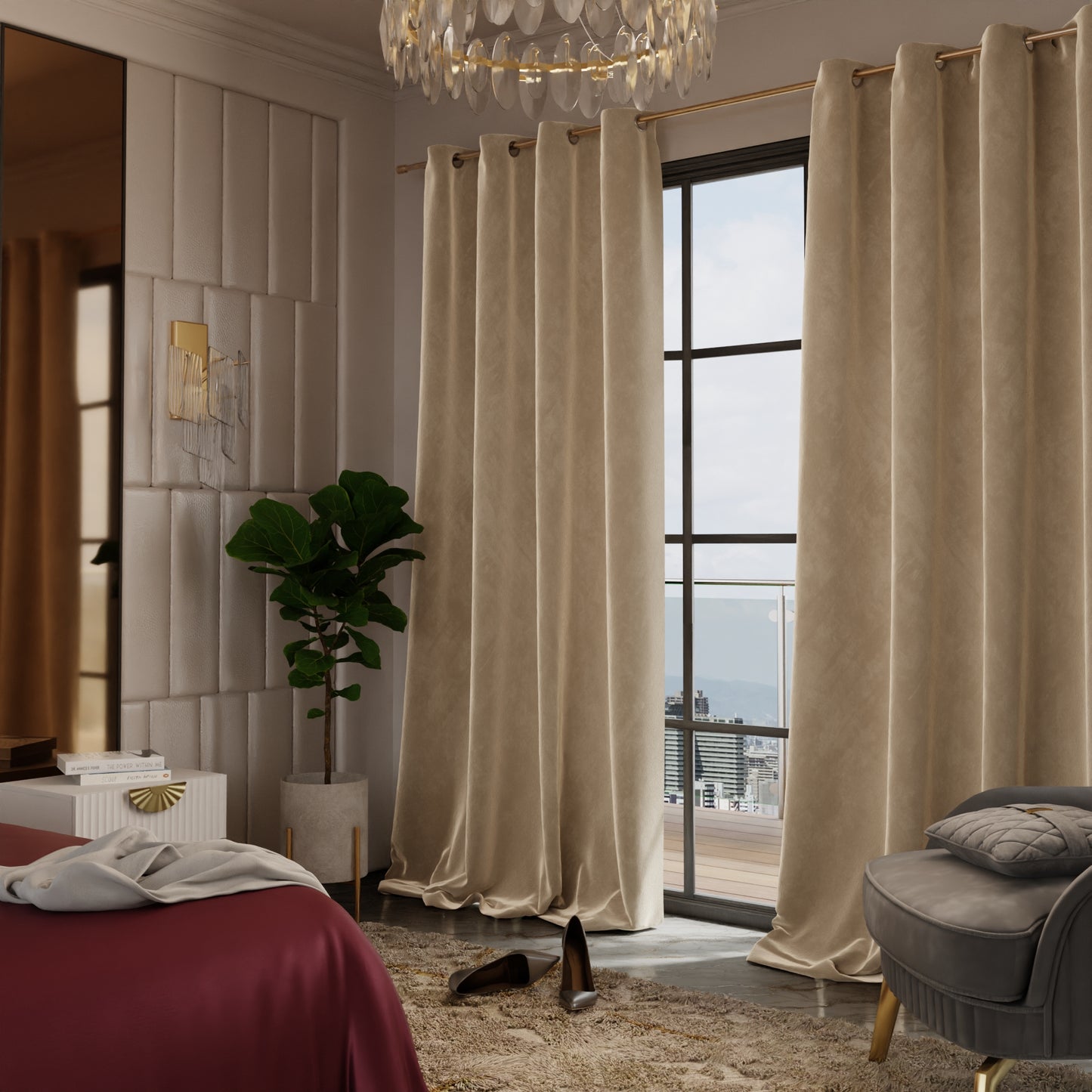 Ivory Elegance Velvet Curtain