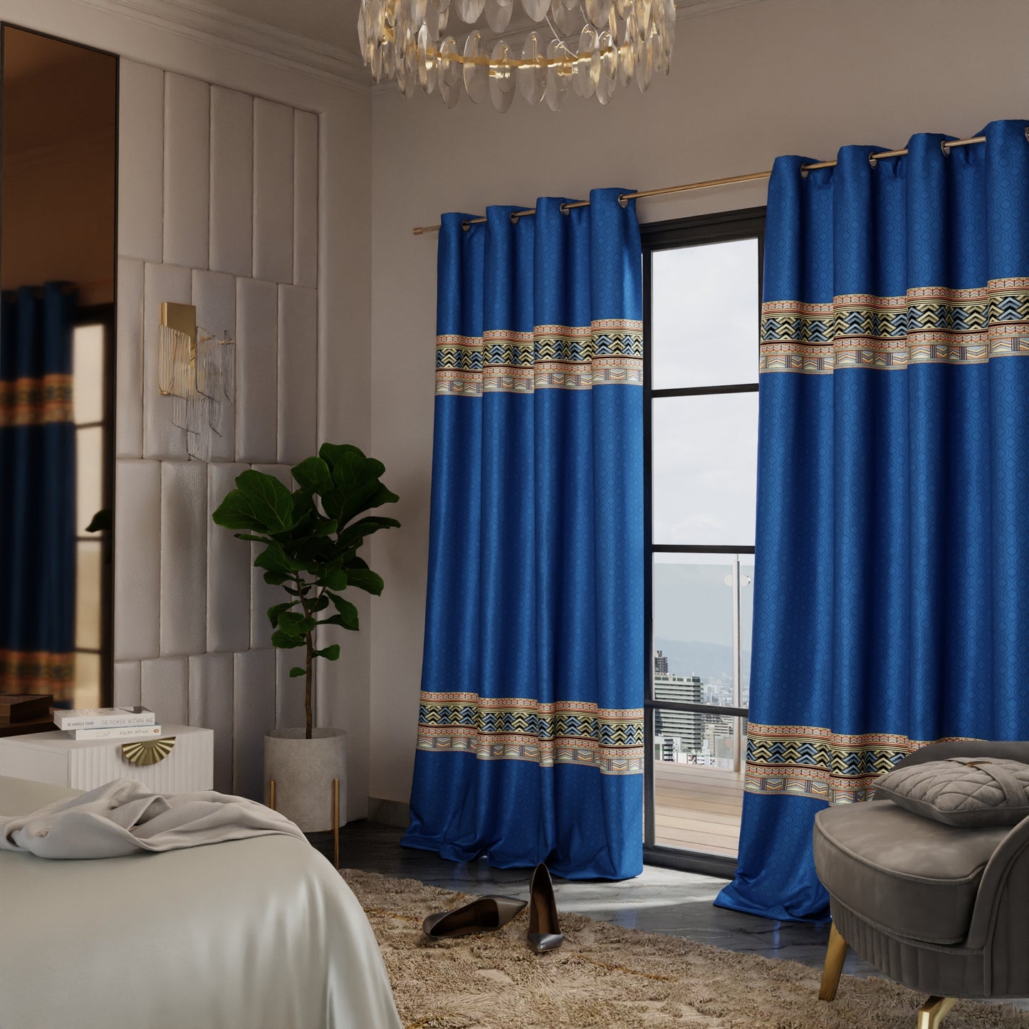 Celestial Blue Curtain with privacy lining