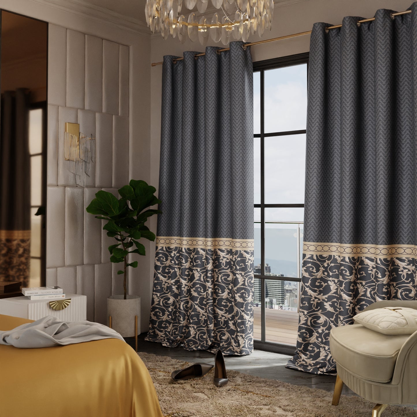 Regal Slate Satin Curtain