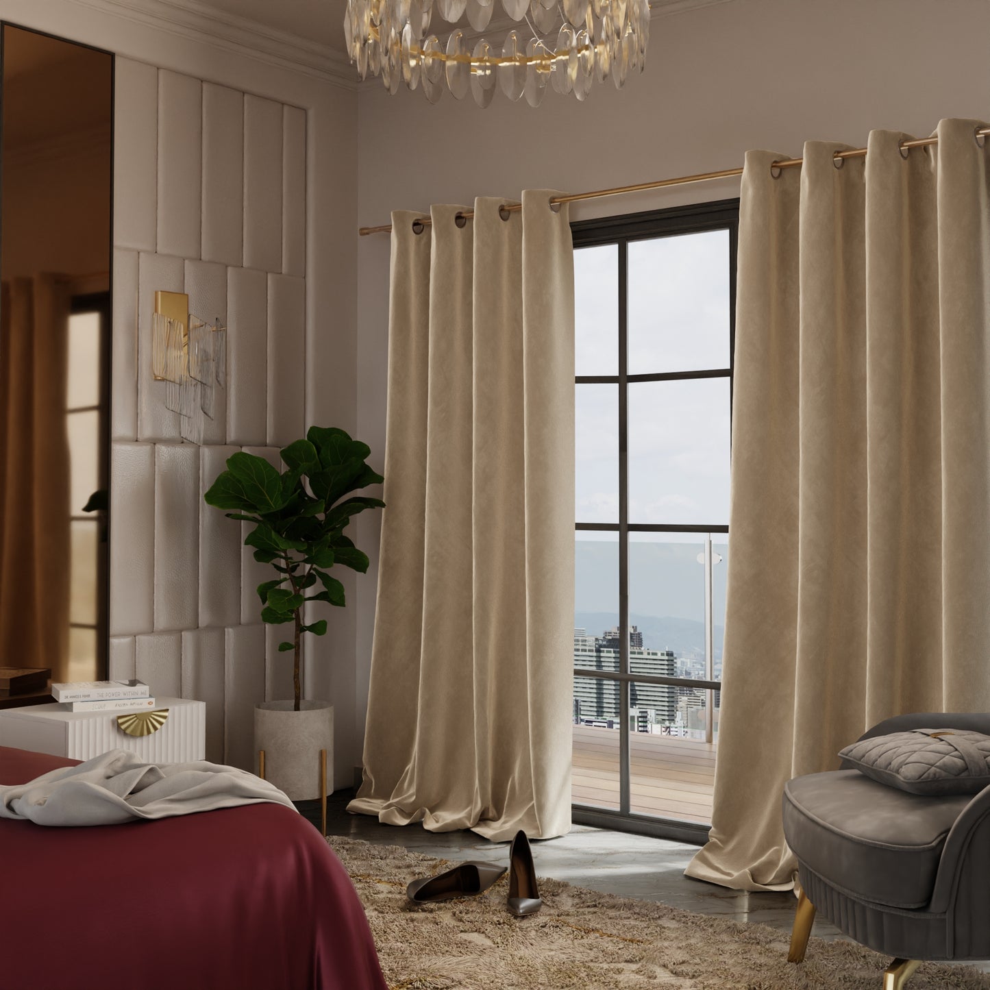 Ivory Elegance Velvet Curtain