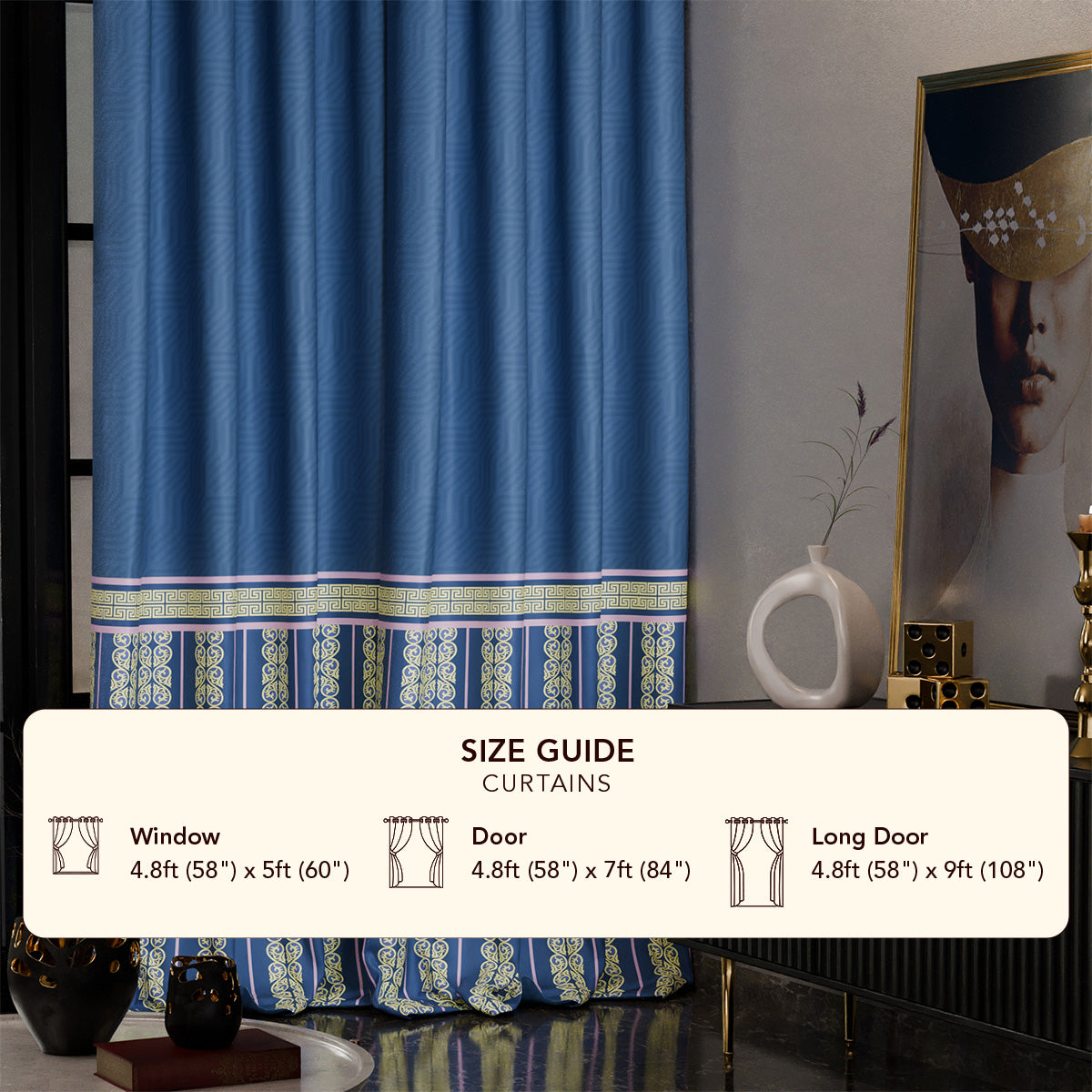 Blue Monarch Satin Curtain