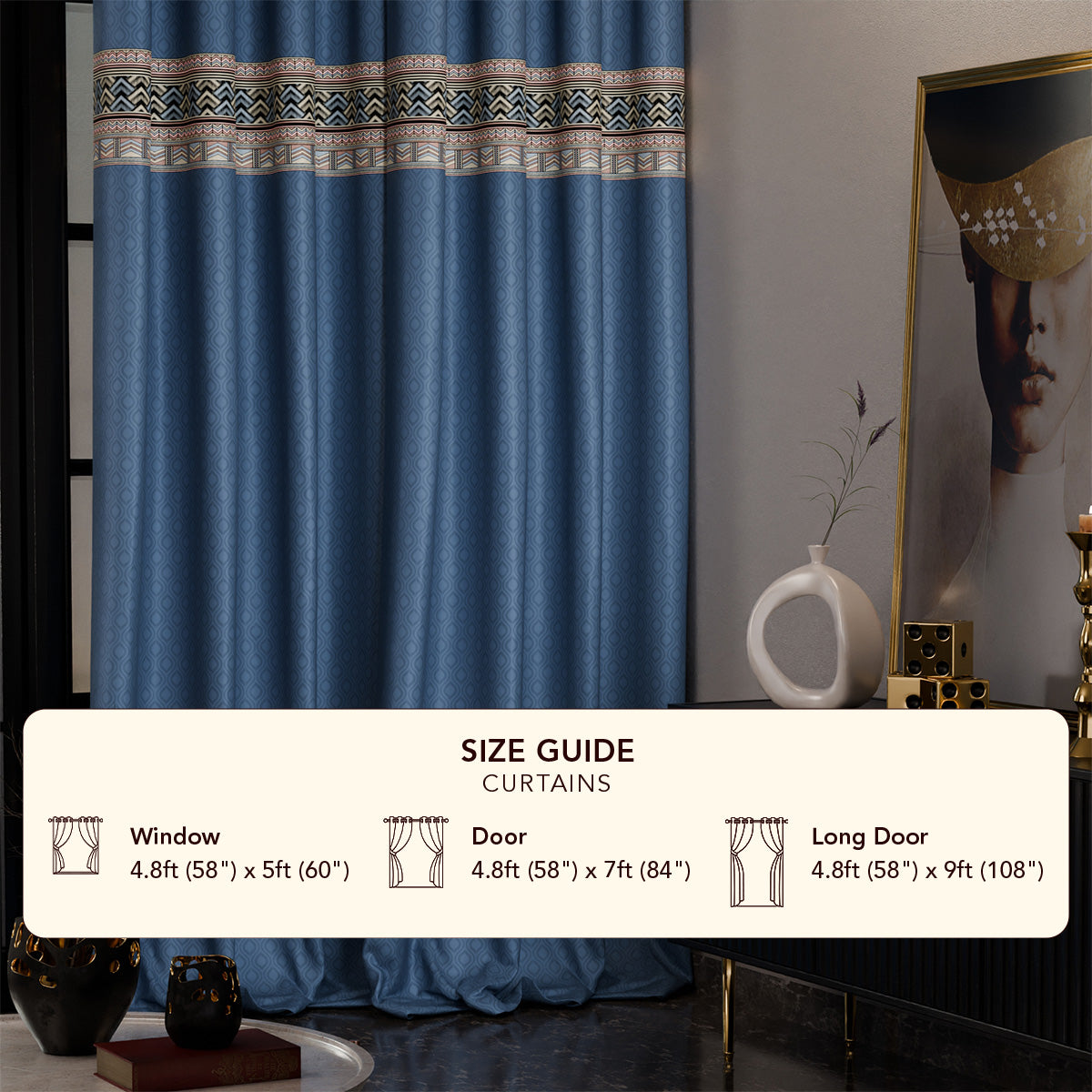 Celestial Blue Satin Curtain